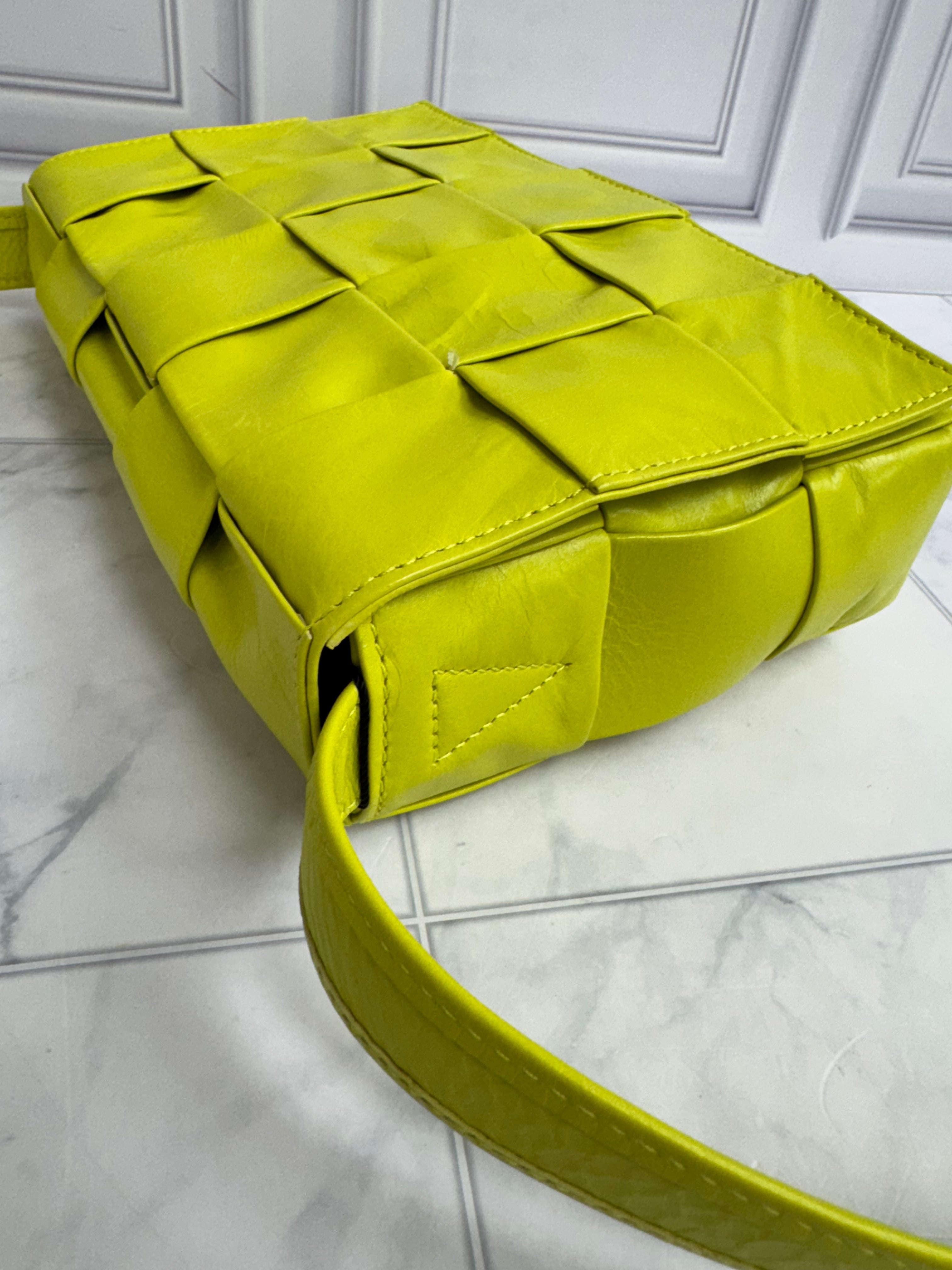 Bottega Veneta Acid Kiwi Maxi Intrecciato Leather Cassette Crossbody Bag