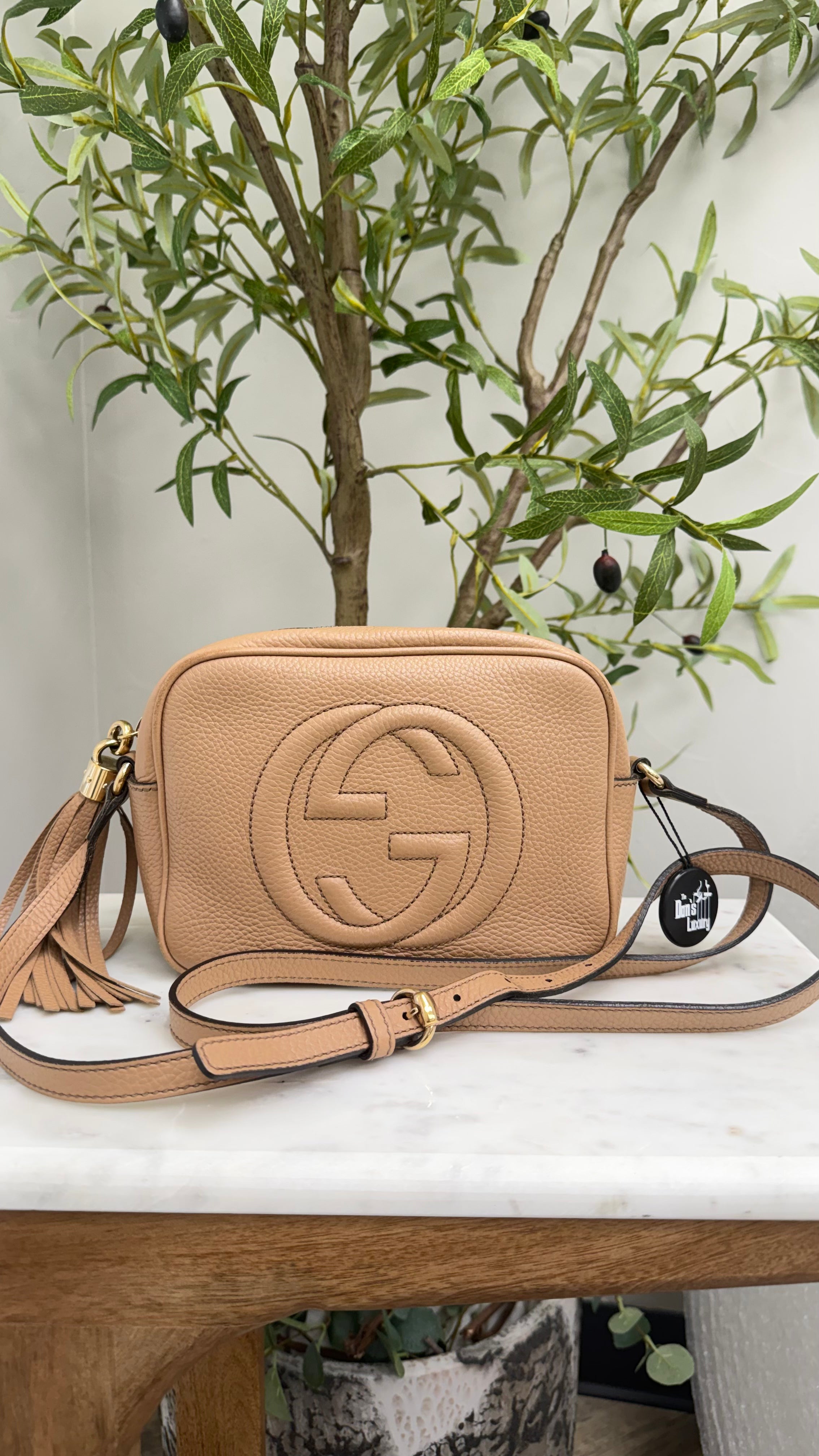 Gucci Brown Pebbled Calfskin Soho Crossbody Bag