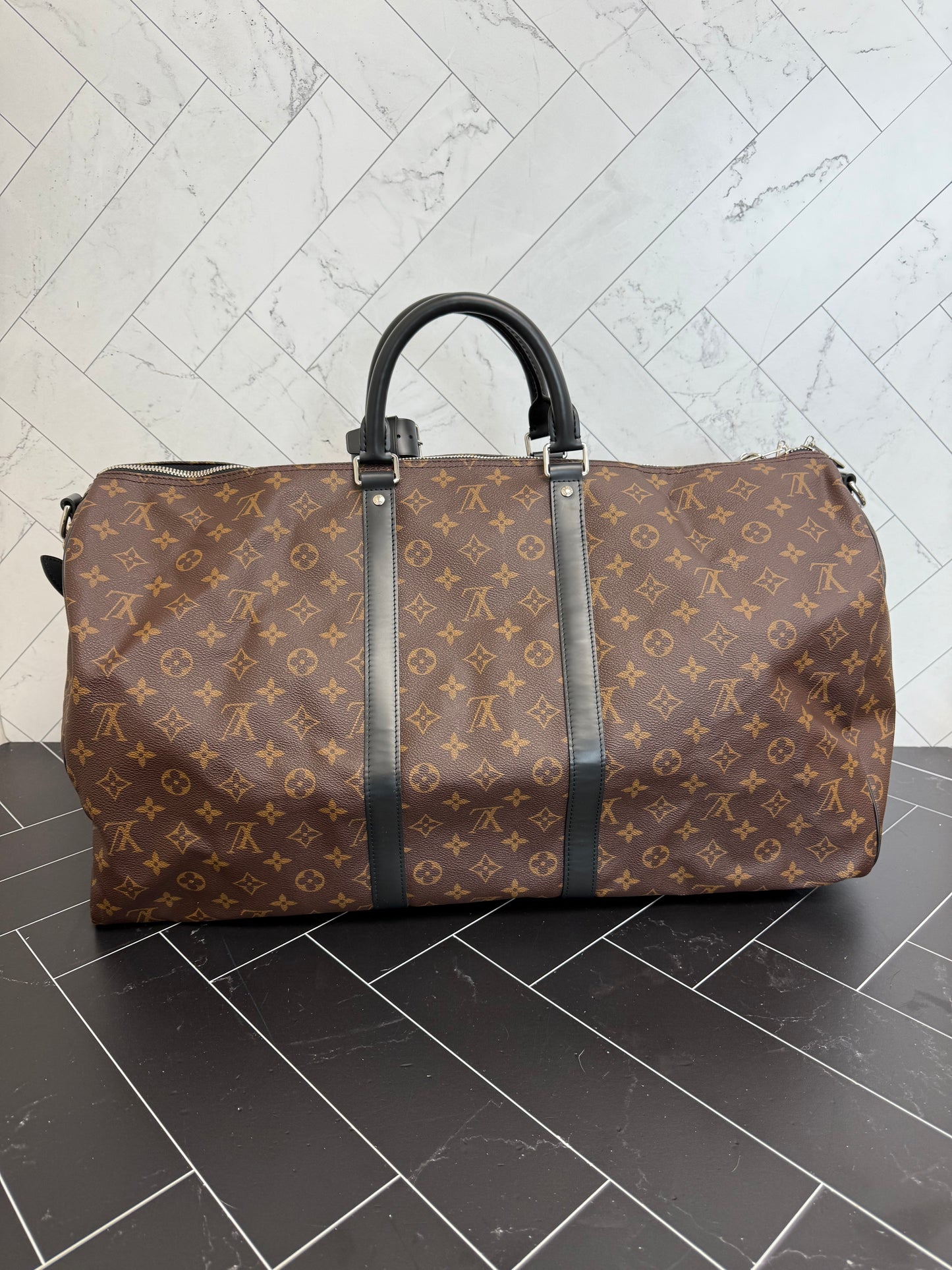 Louis Vuitton Monogram Macassar Keepall 55 Bandouliere