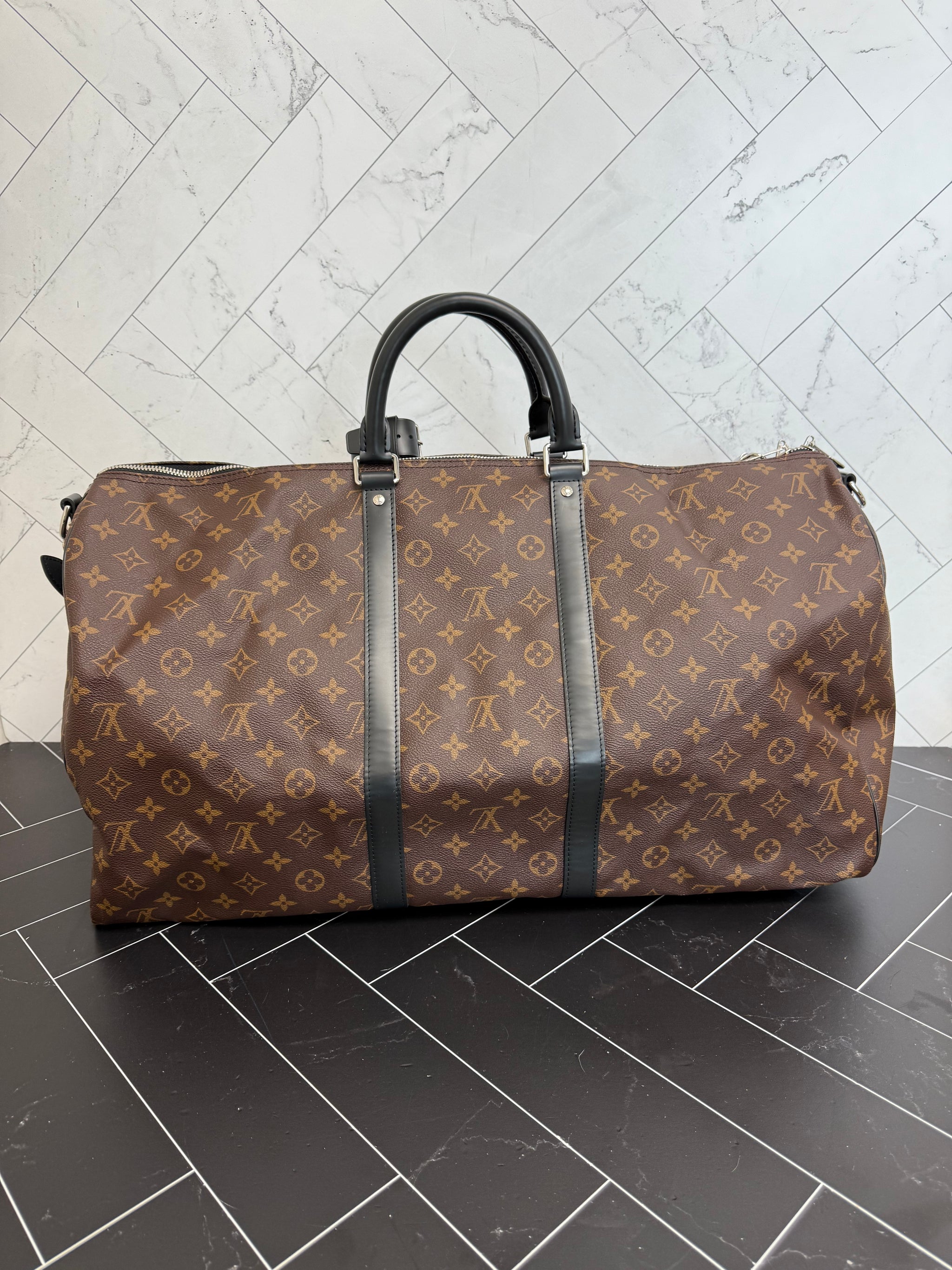 Louis Vuitton Monogram Macassar Keepall 55 Bandouliere