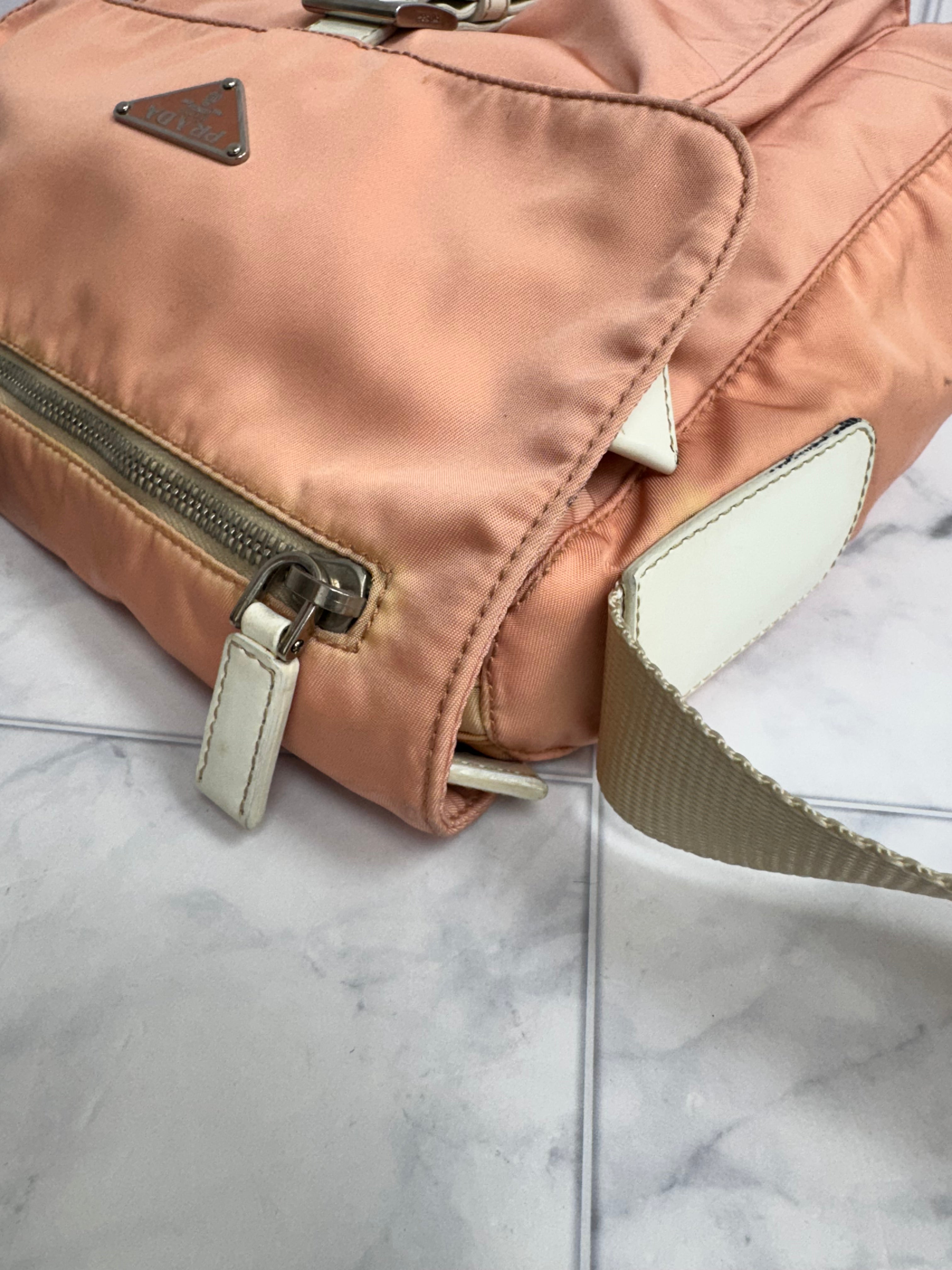 Prada Peach Nylon Crossbody Messenger Bag