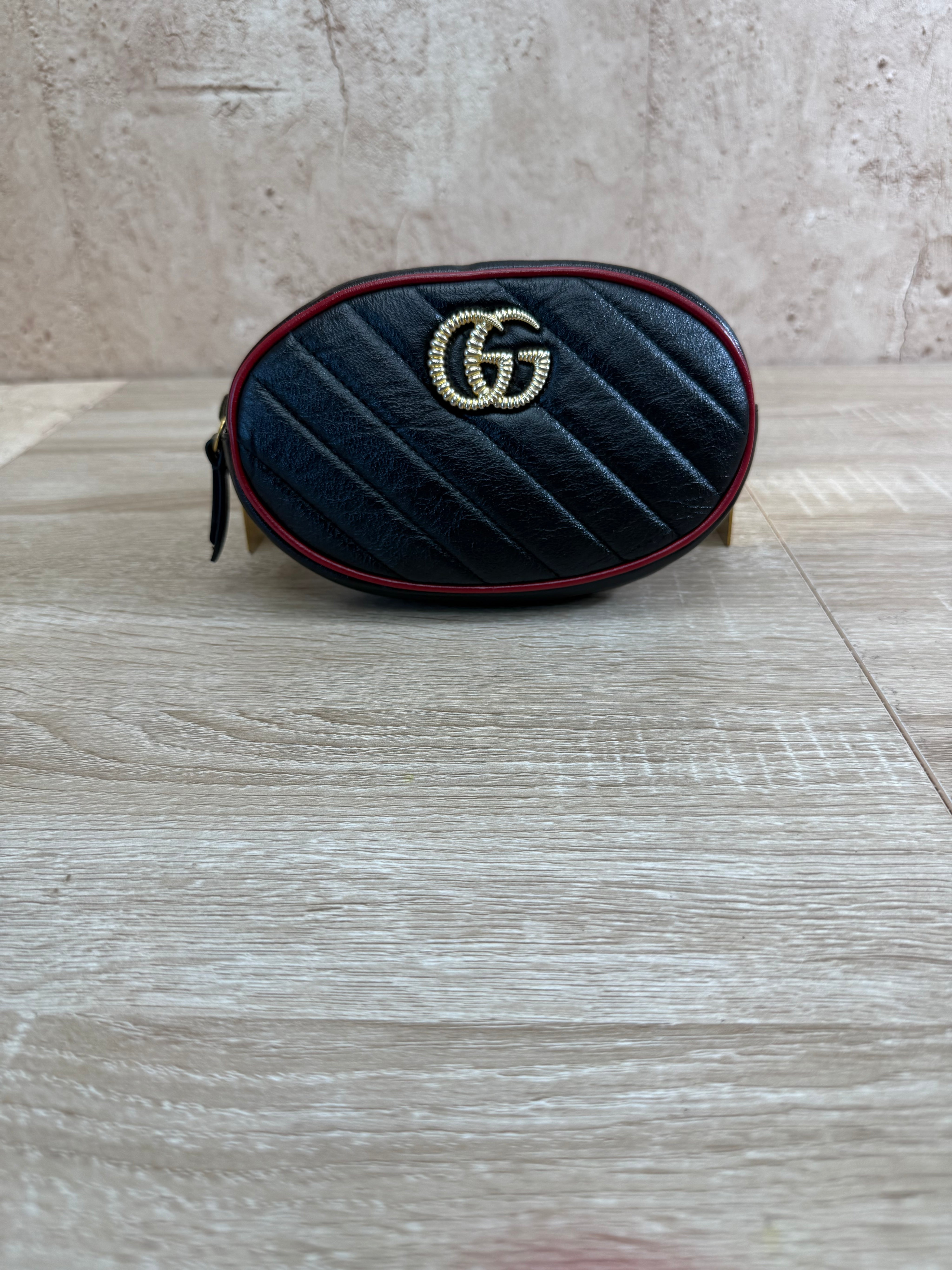 Gucci GG Marmont Black Quilted Leather  Waist Bag