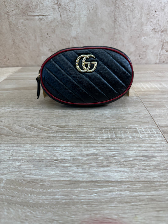 Gucci GG Marmont Black Quilted Leather  Waist Bag