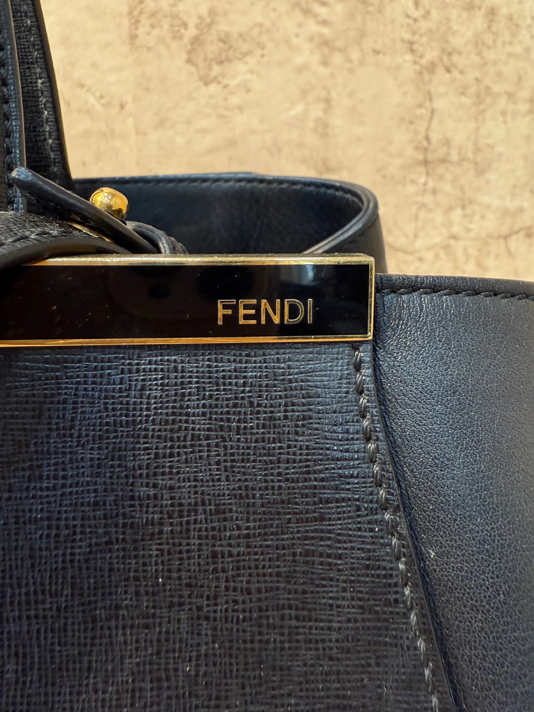 Fendi Black Leather 2way Bag