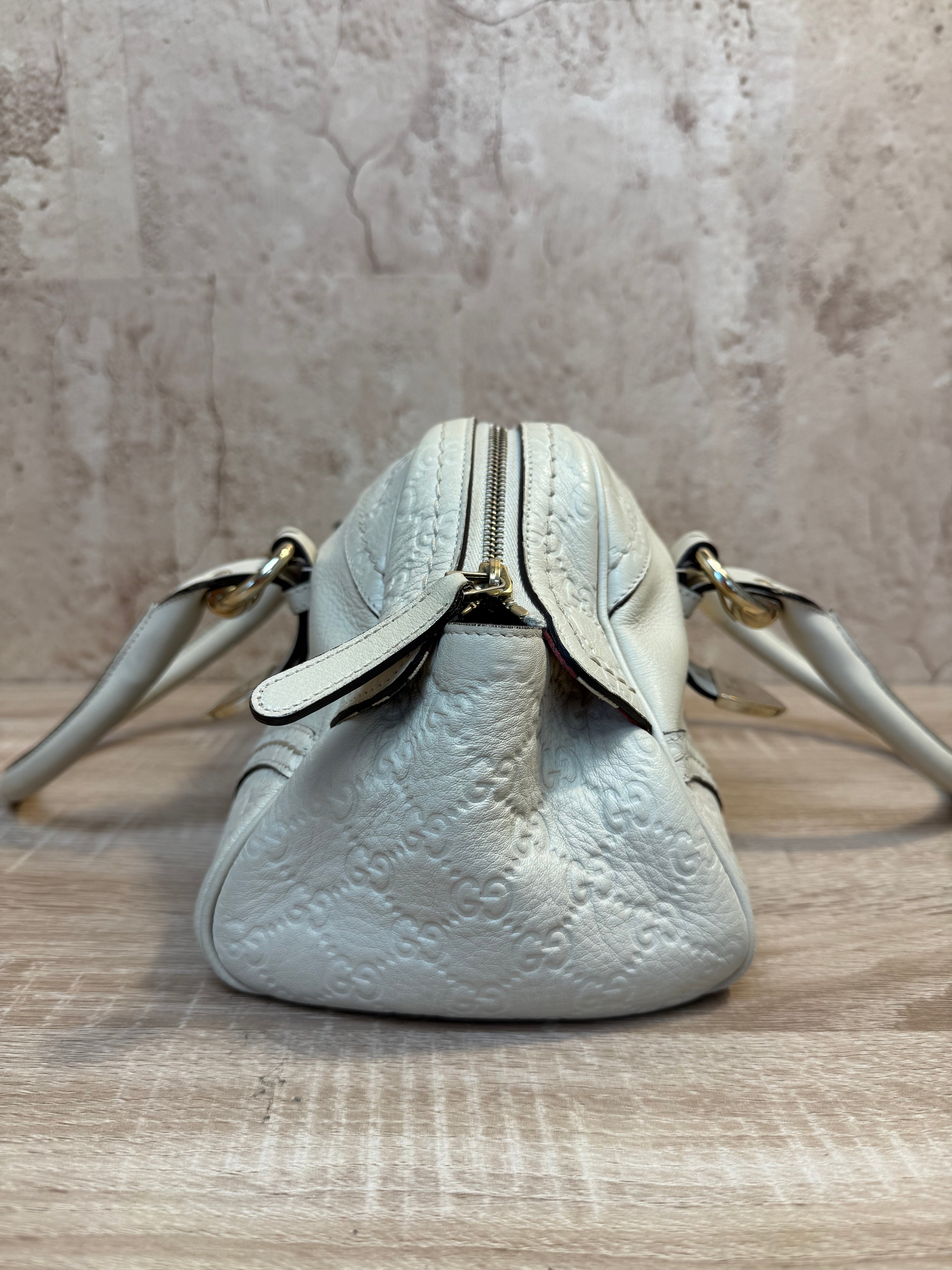 Gucci Cream Leather Horsebit Shoulder Bag