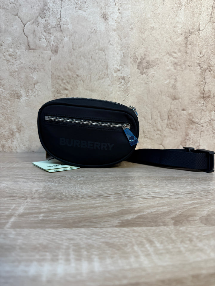 BRAND NEW- Burberry Black Econyl Logo Print Small Cannon Bum Bag