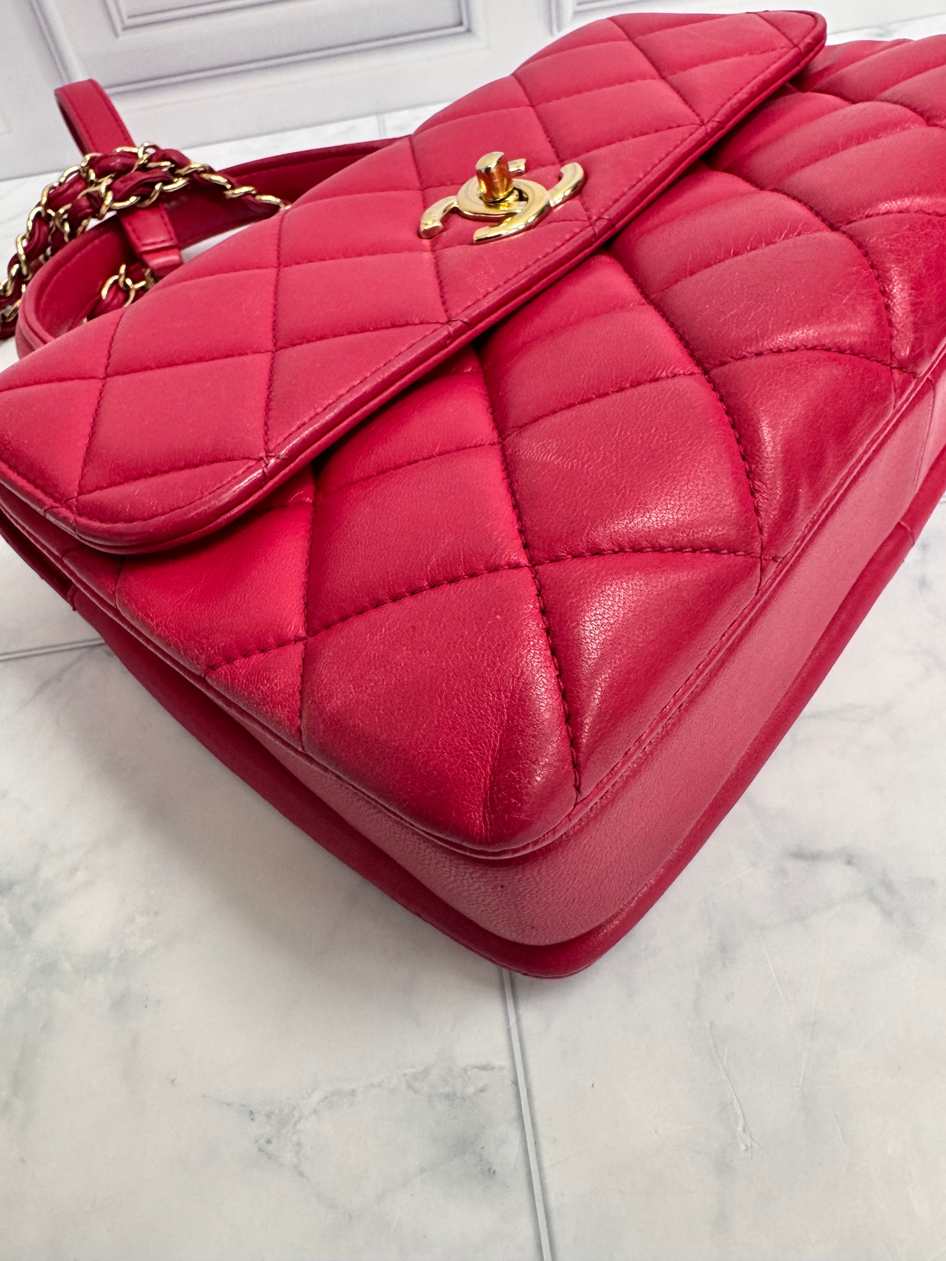 *DONS DROP* Chanel Hot Pink Quilted Lambskin Leather Trendy CC Flap Bag