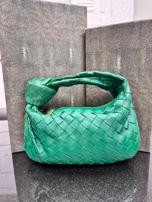 LIKE NEW - Bottega Veneta Green Intrecciato Leather Mini Jodie Handbag