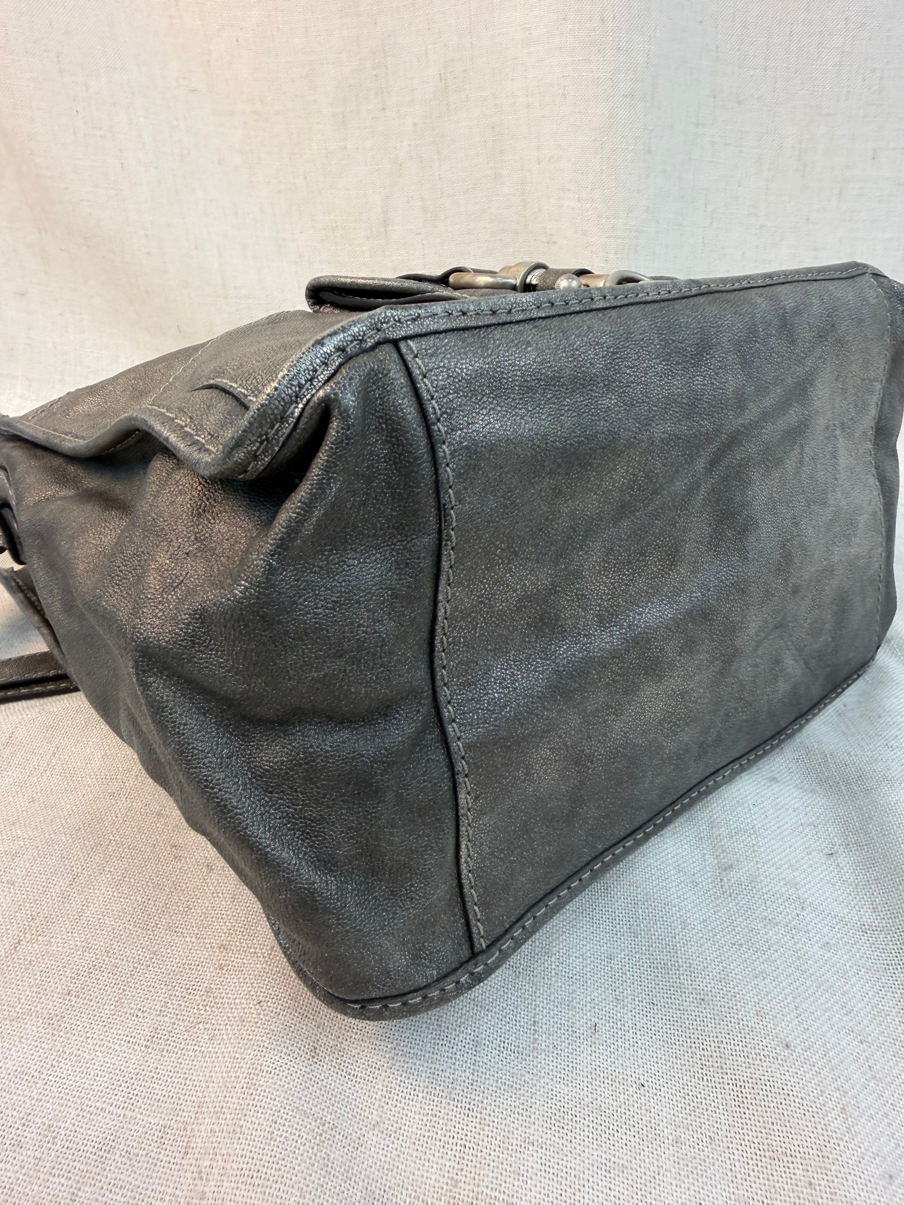 Chloe Metallic Silver Leather Kerala Shoulder Bag