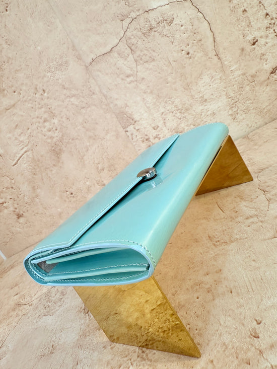 Christian Dior Turquoise Patent Leather Long Wallet