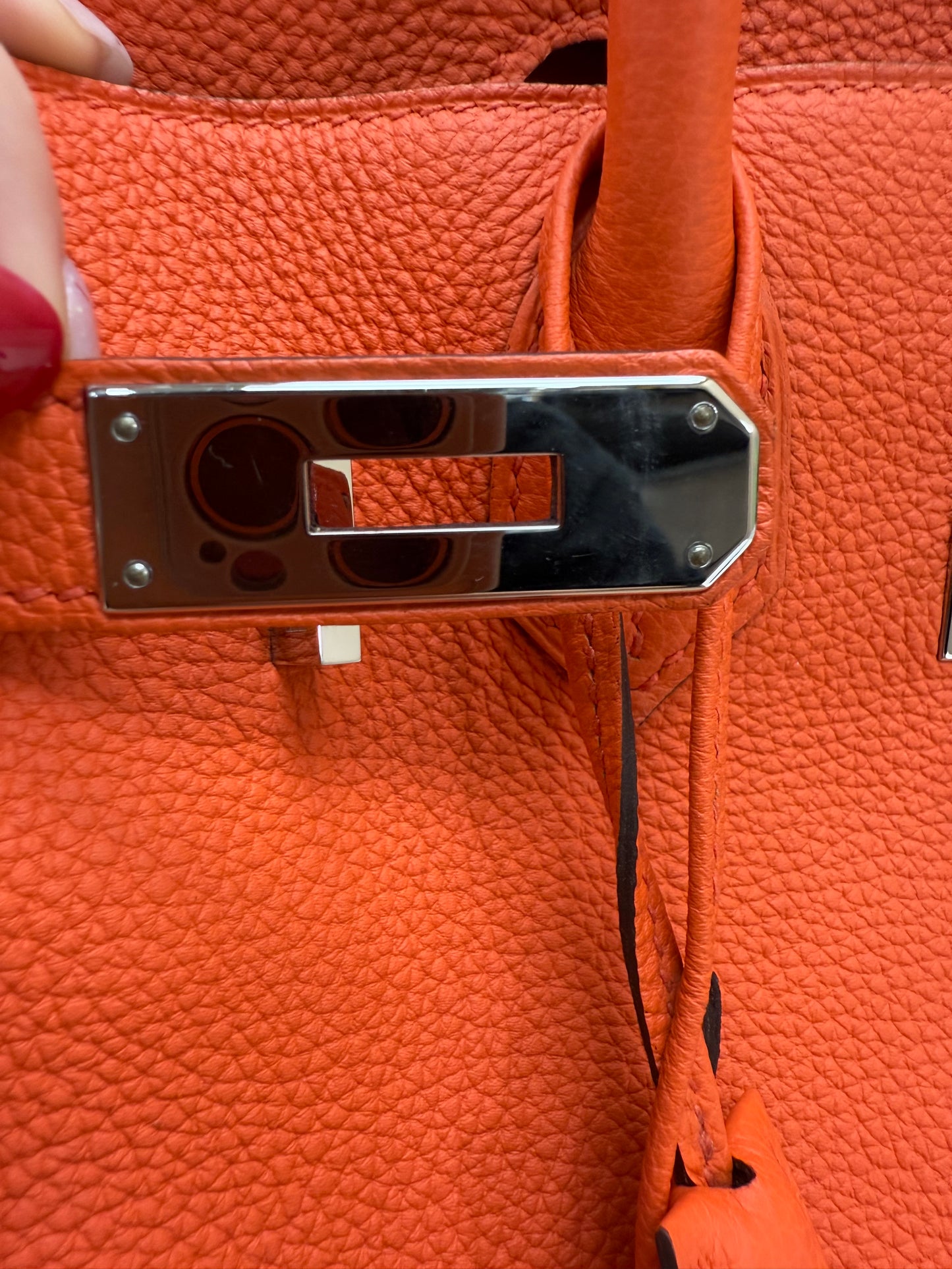 Hermes Orange Poppy Togo Leather Birkin 30 with Palladium Hardware