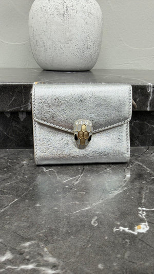 *DONS DROP* Bvlgari Silver Leather Serpenti Forever Compact Wallet