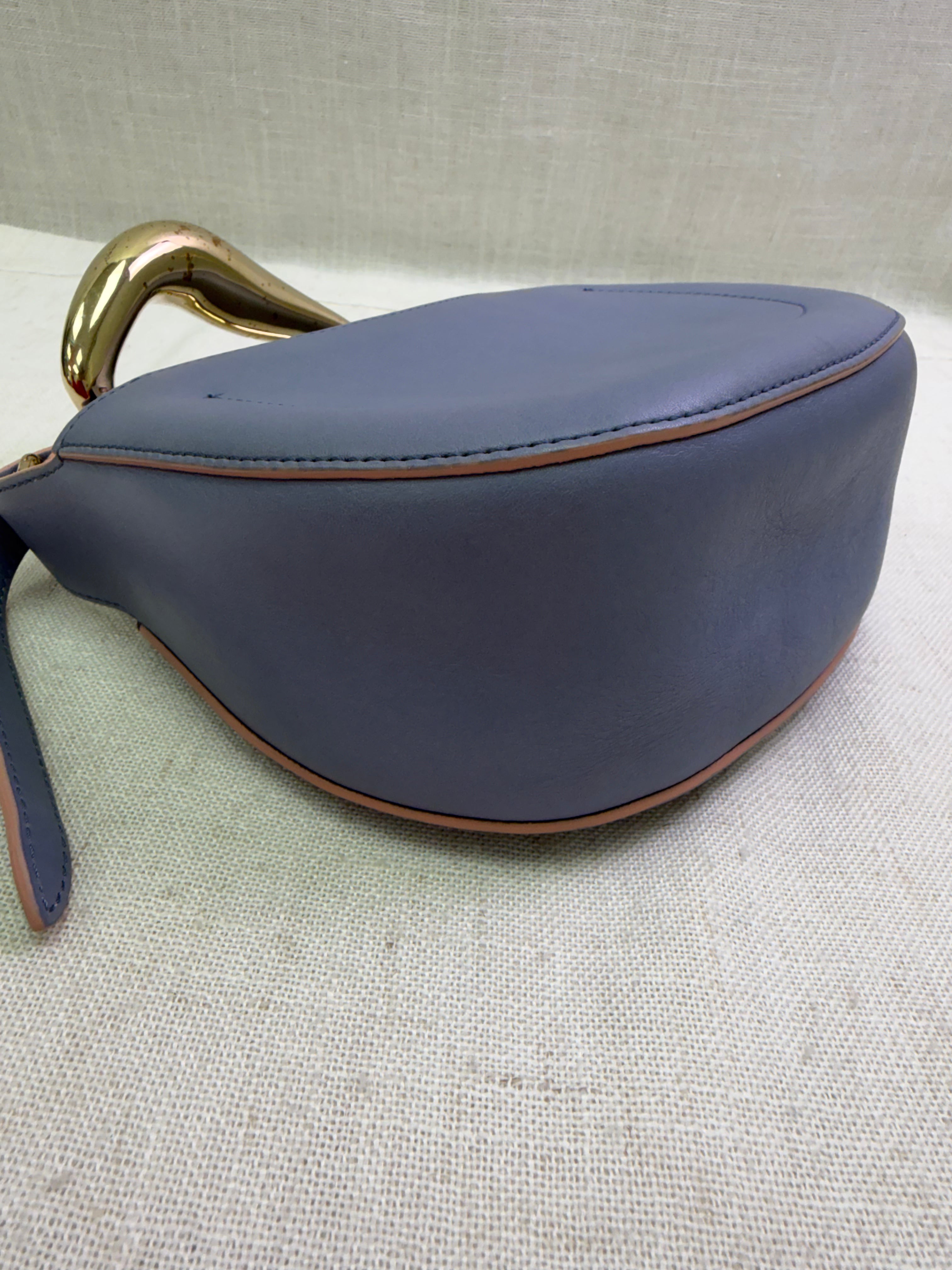 Chloe Blue Leather Small Kiss Bag.