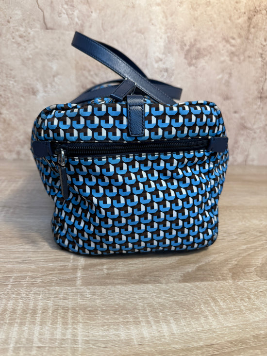 Prada Blue Tessuto Nylon Boston Bag