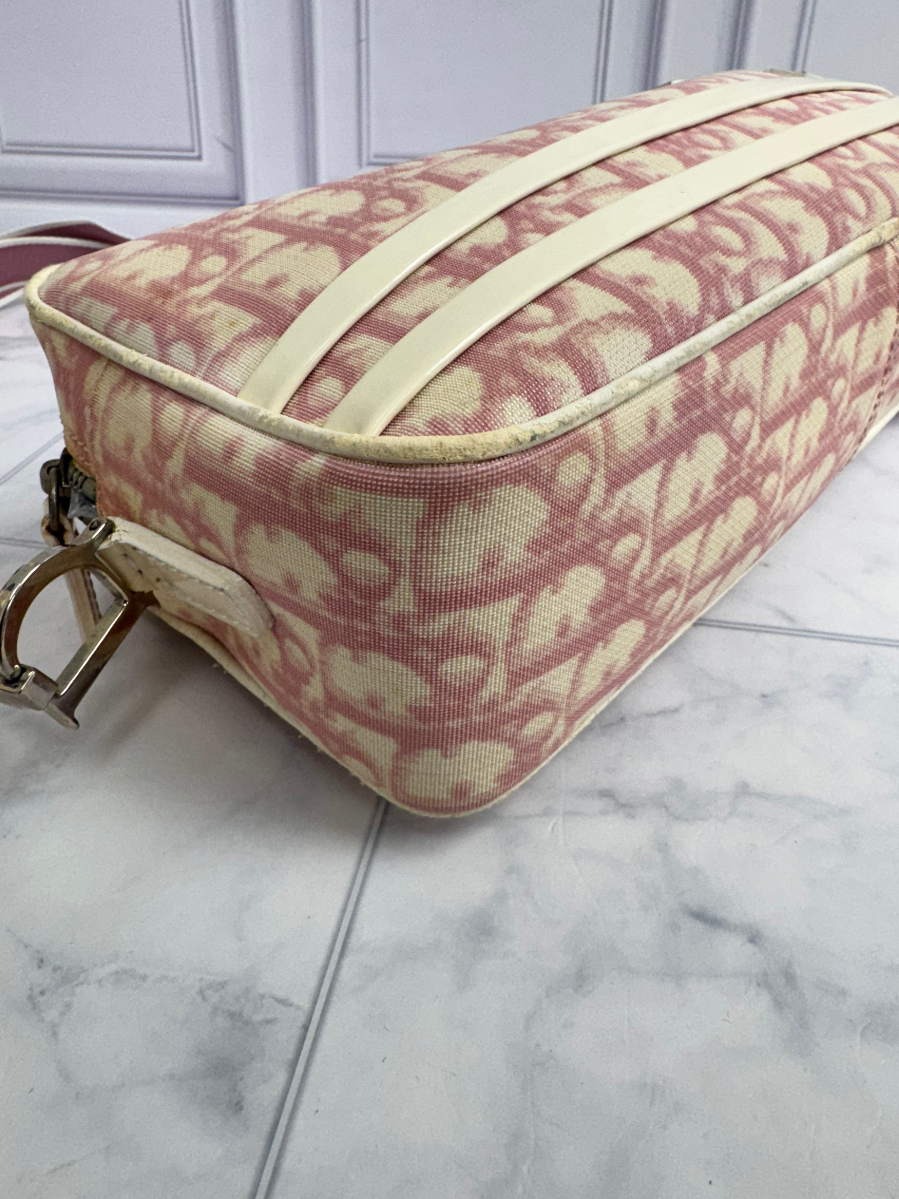 Christian Dior Pink And Beige Canvas Pink Trotter No. 1 Messenger Bag