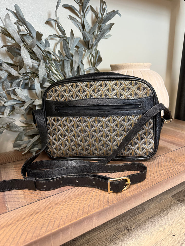 Goyard Vintage Black Canvas & Leather Crossbody Bag