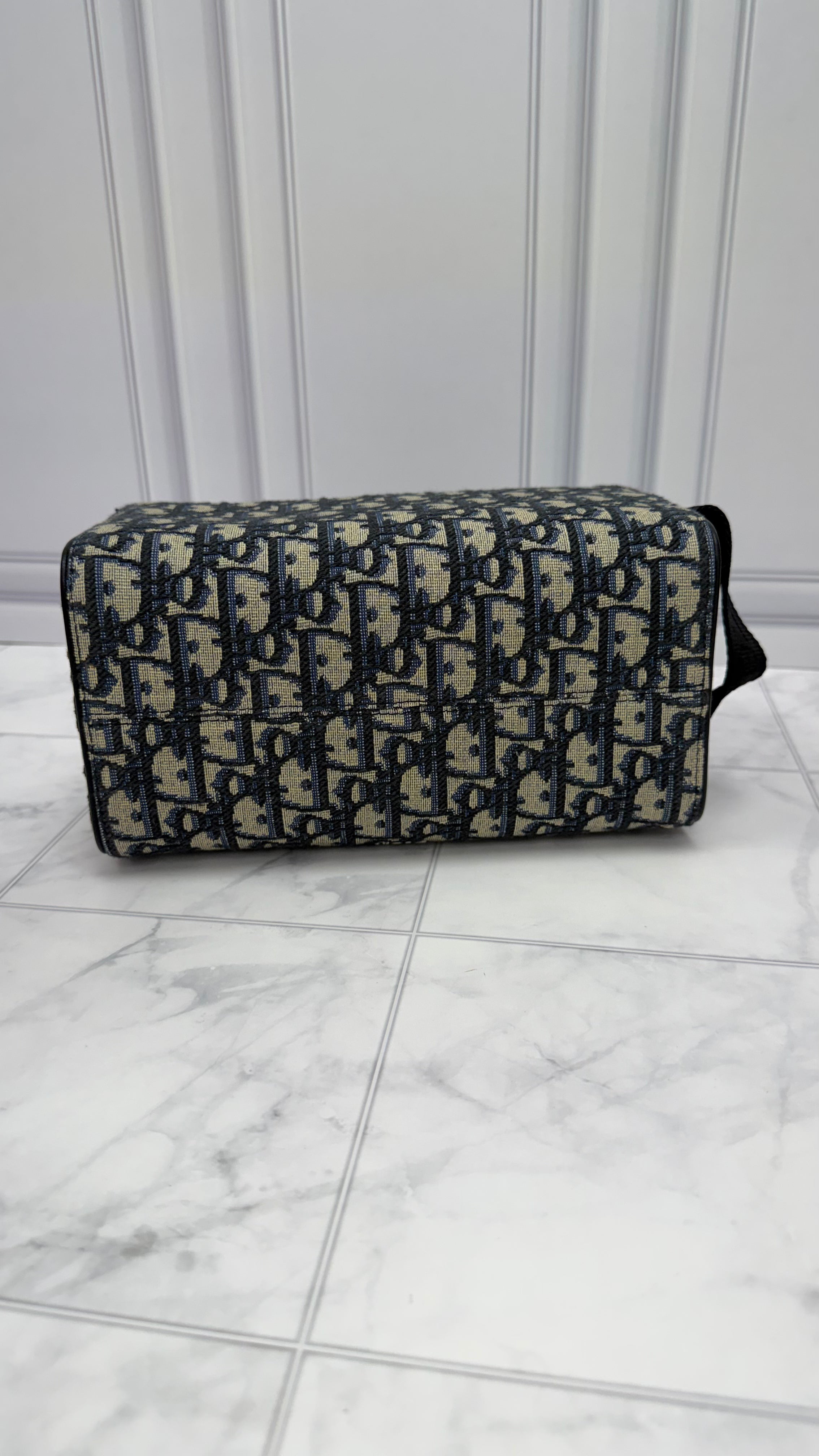*DONS DROP* LIKE NEW- Christian Dior Blue Jacquard Canvas Travel Pouch