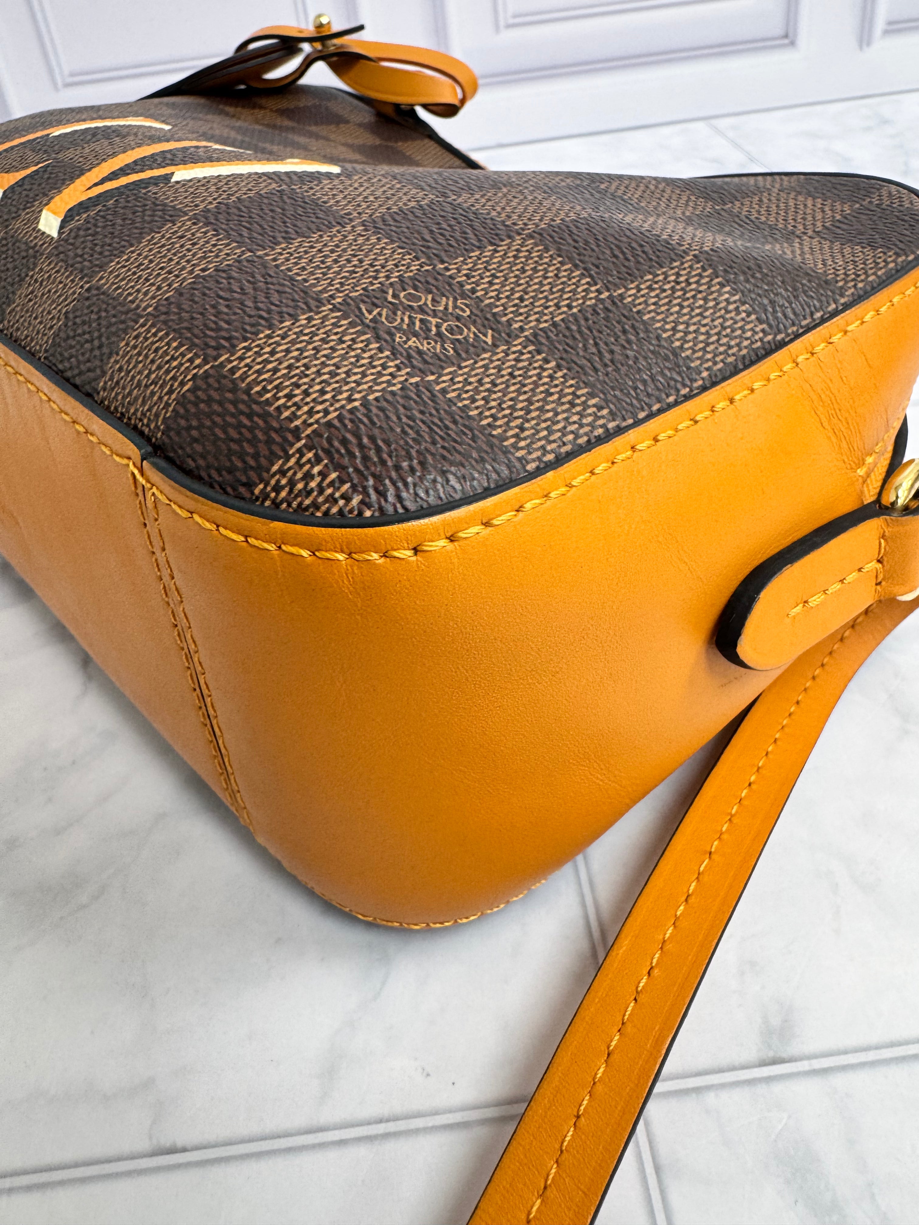 Louis Vuitton Damier Ebene And Orange Santa Monica Crossbody Bag