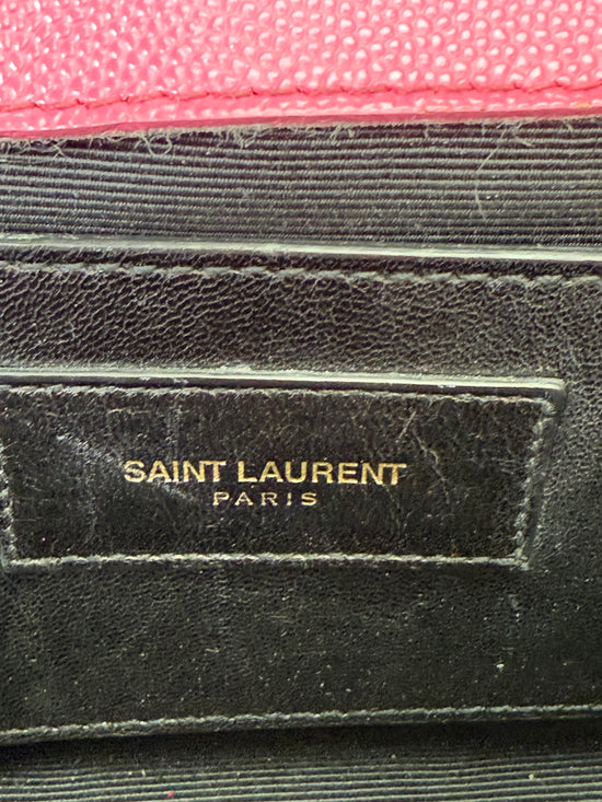 Saint Laurent YSL Hot Pink Pebbled Leather Kate Crossbody Bag