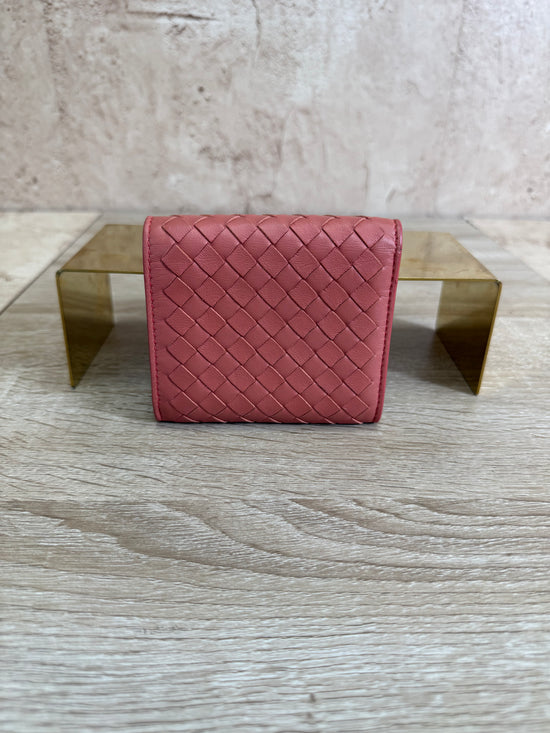 Bottega Veneta Pink Intrecciato Leather Compact Wallet