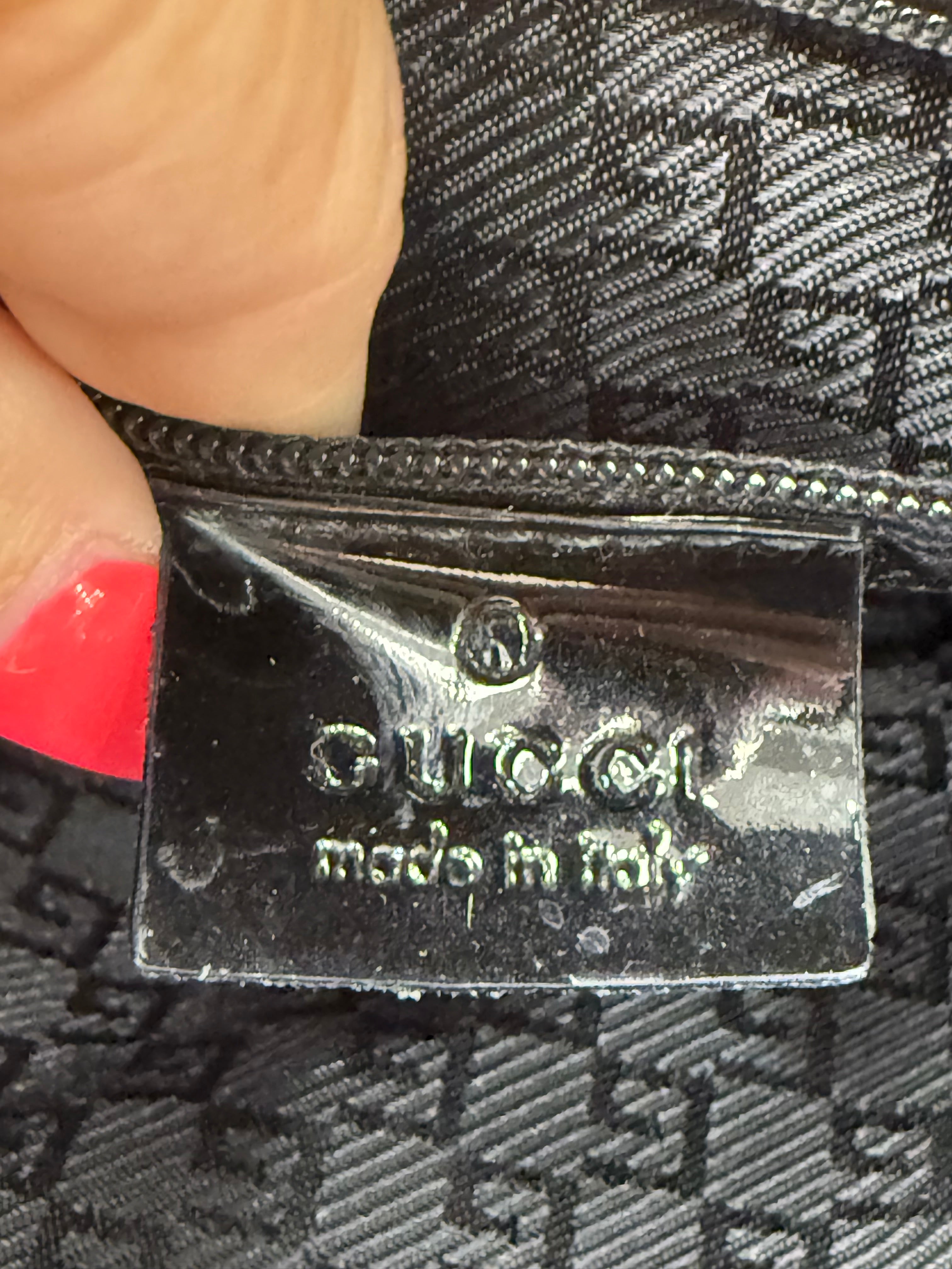 Gucci Brown Canvas & Patent Leather Shoulder Bag