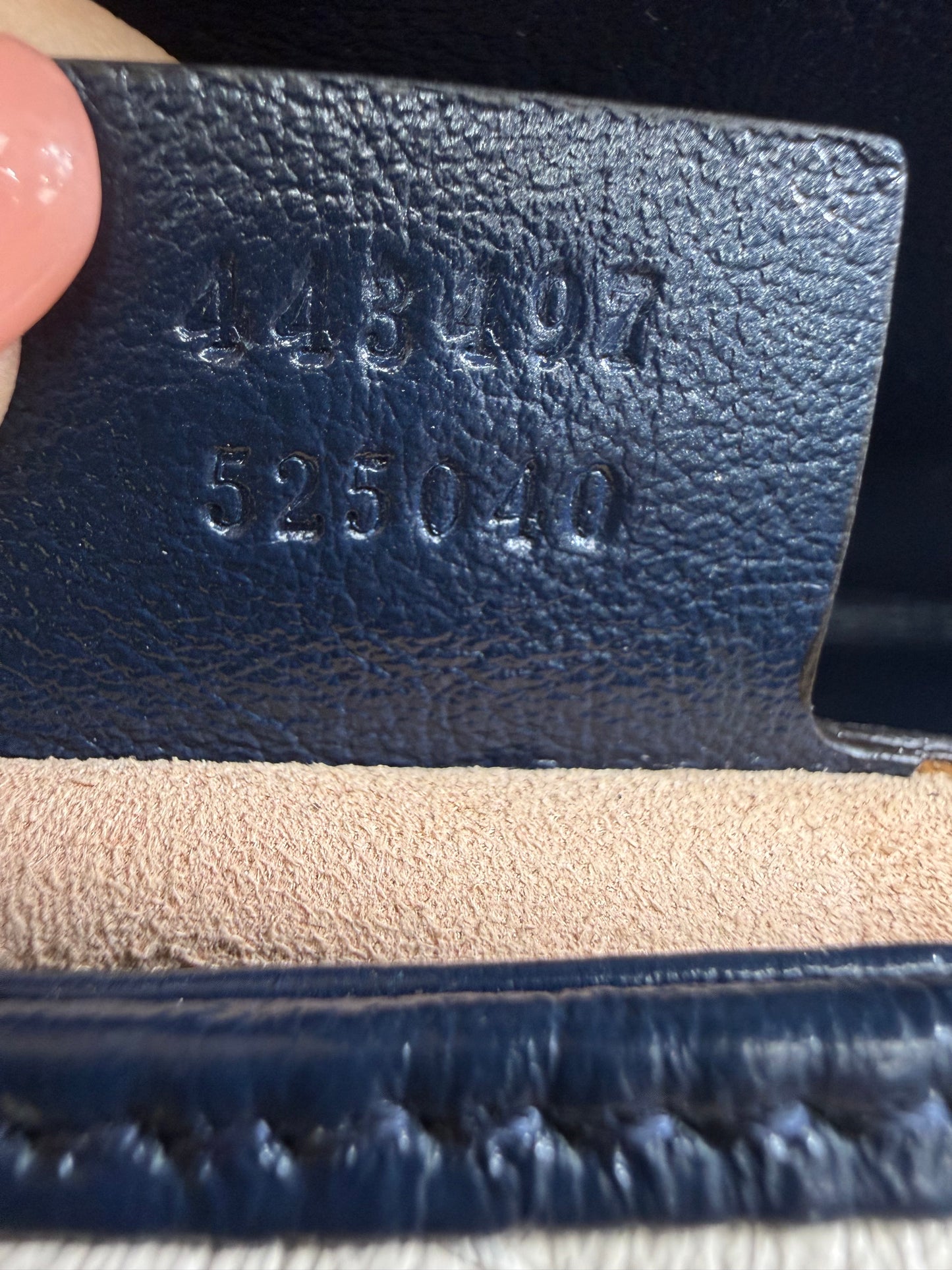 Gucci White And Navy GG Marmont Medium Flap Bag