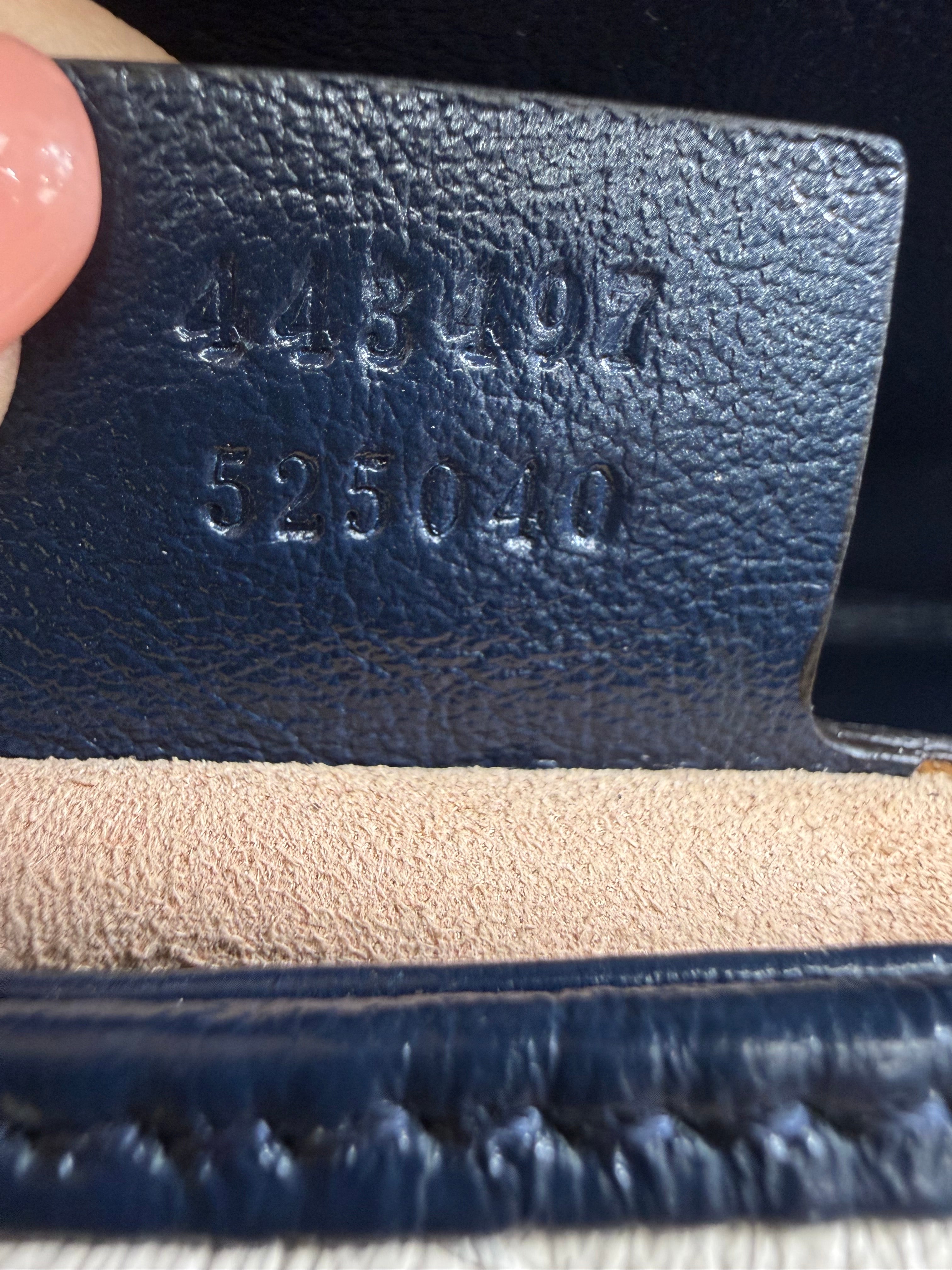 Gucci White And Navy GG Marmont Medium Flap Bag