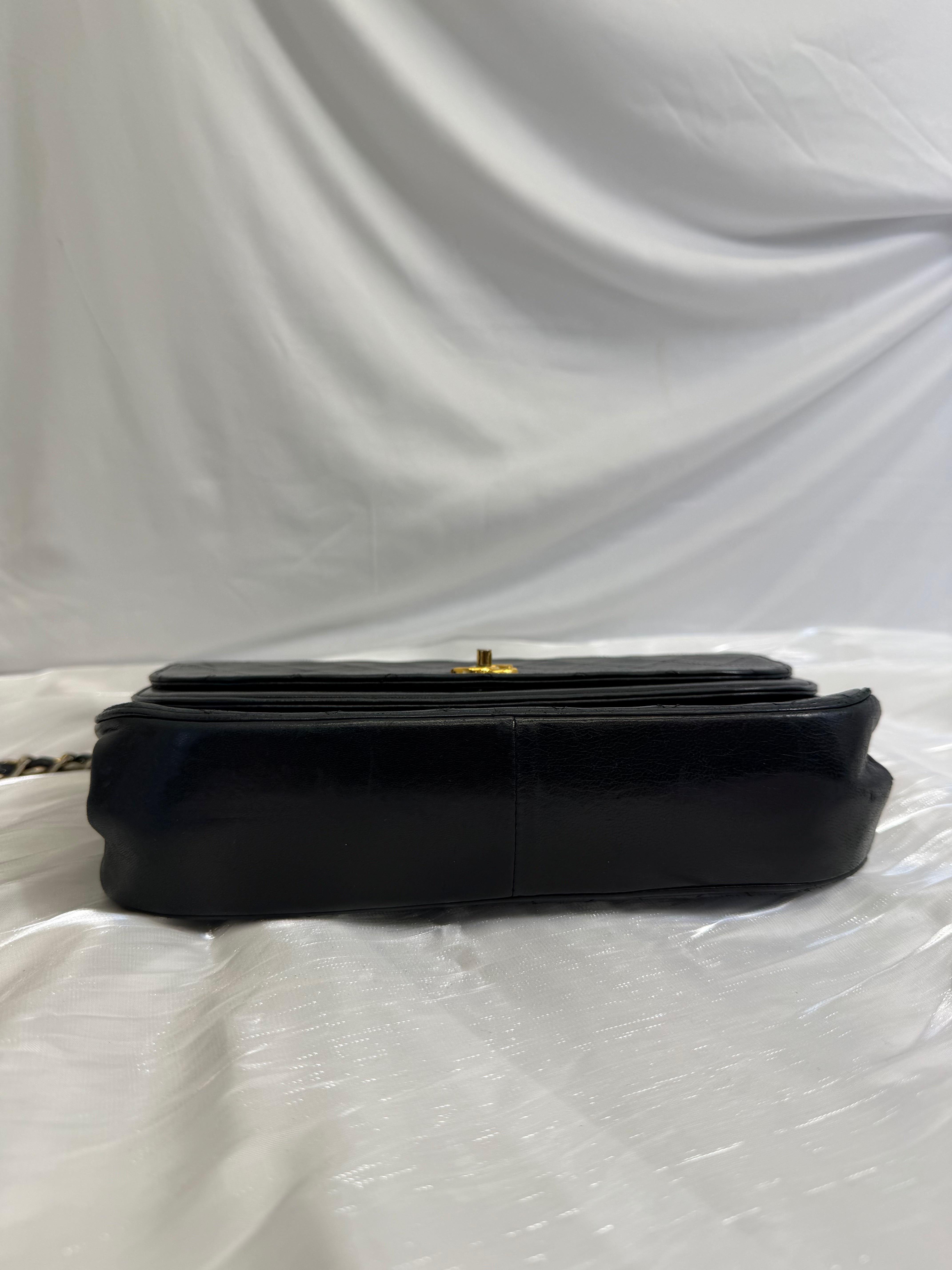 Chanel Black Calfskin Double Flap Bag