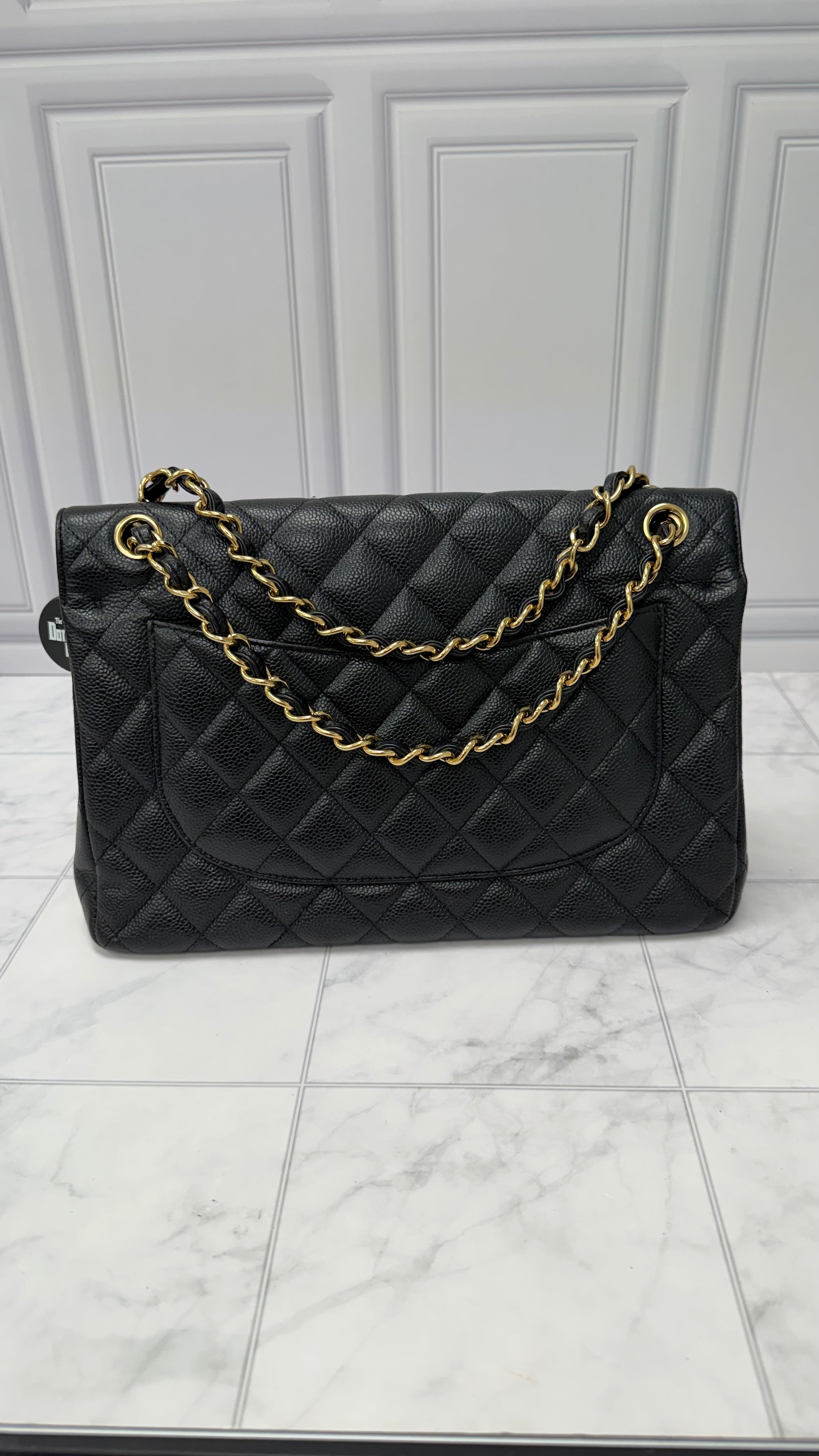 *DONS DROP* Chanel Black Quilted Caviar Jumbo Double Classic Flap Chain Shoulder Bag