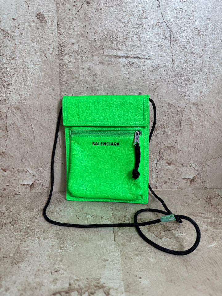 Balenciaga Neon Green Leather Crossbody Bag