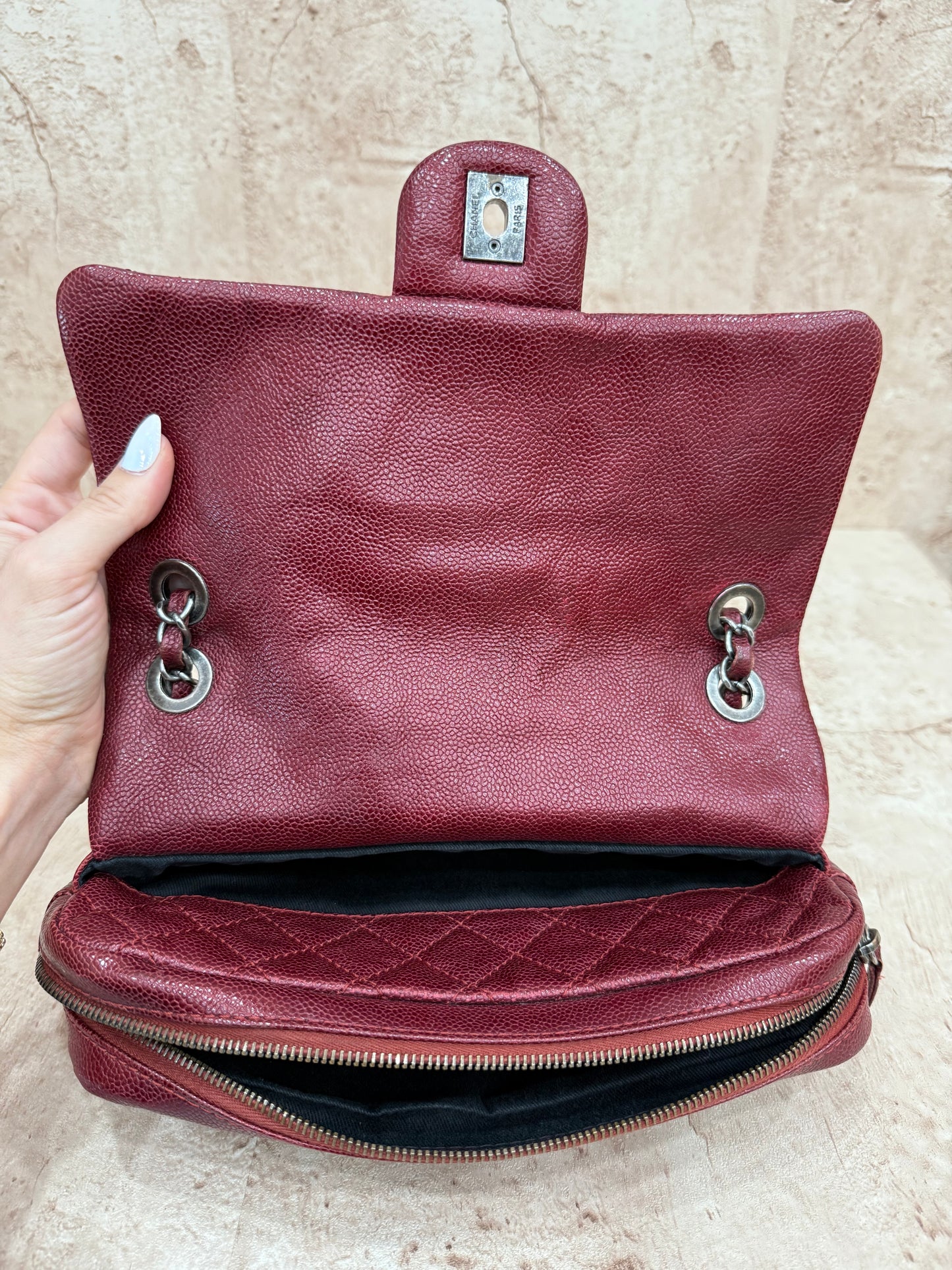 Chanel Burgundy Caviar Leather Flap Bag