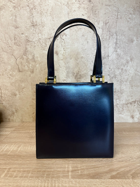 Saint Laurent YSL Vintage Navy Blue Leather Shoulder Bag