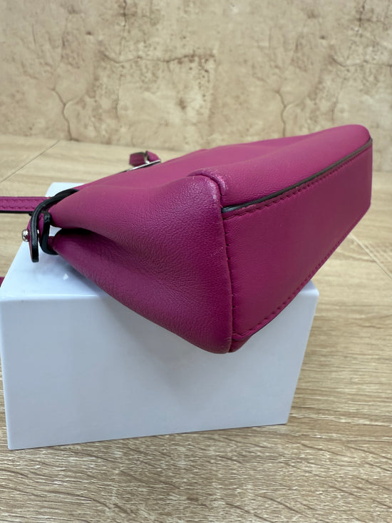 Fendi Magenta Leather Micro Peekaboo Tote Bag