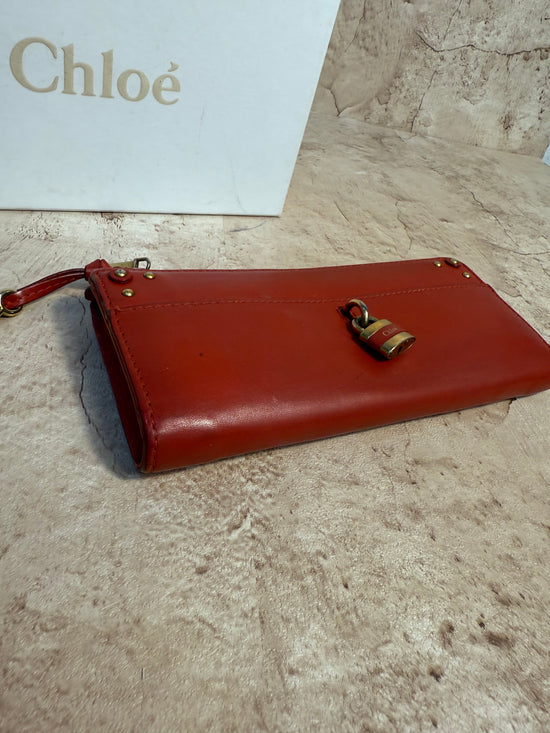 Chloe Red Leather Zippy Wallet