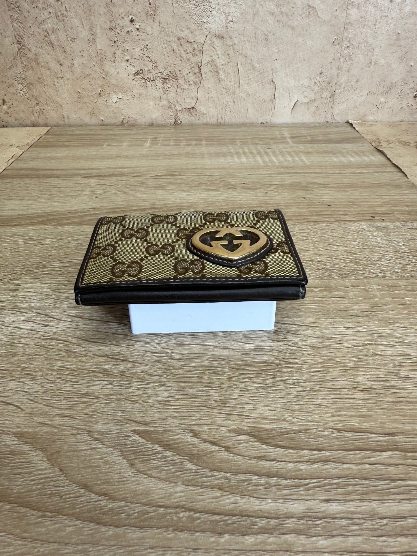 Gucci Brown GG Canvas Heart Compact Wallet