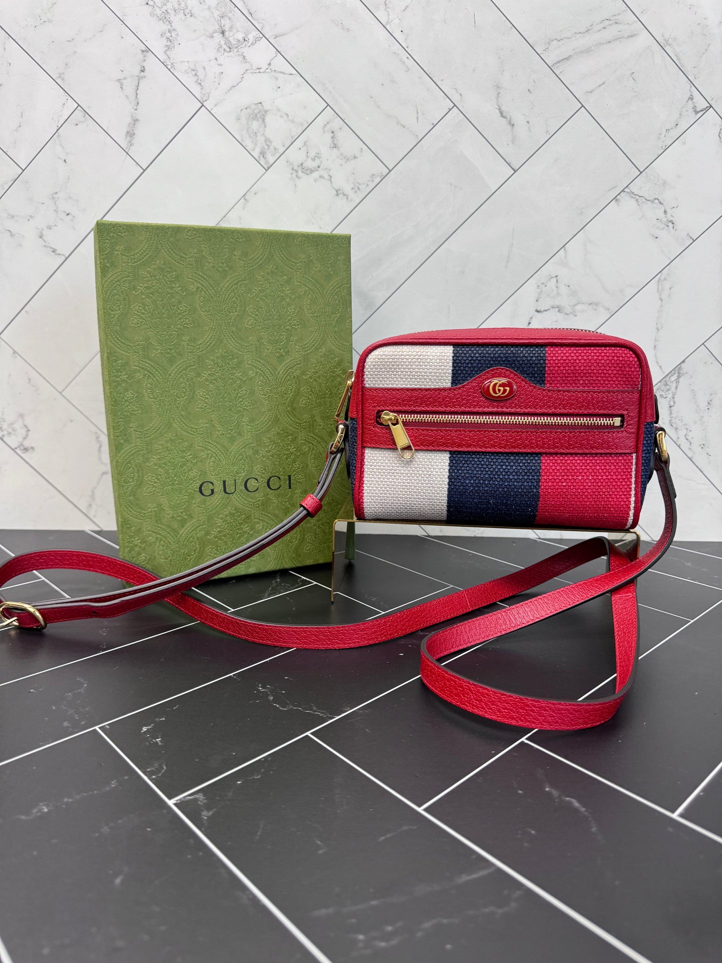 LIKE NEW Gucci Mini Baiadera Canvas Crossbody Bag