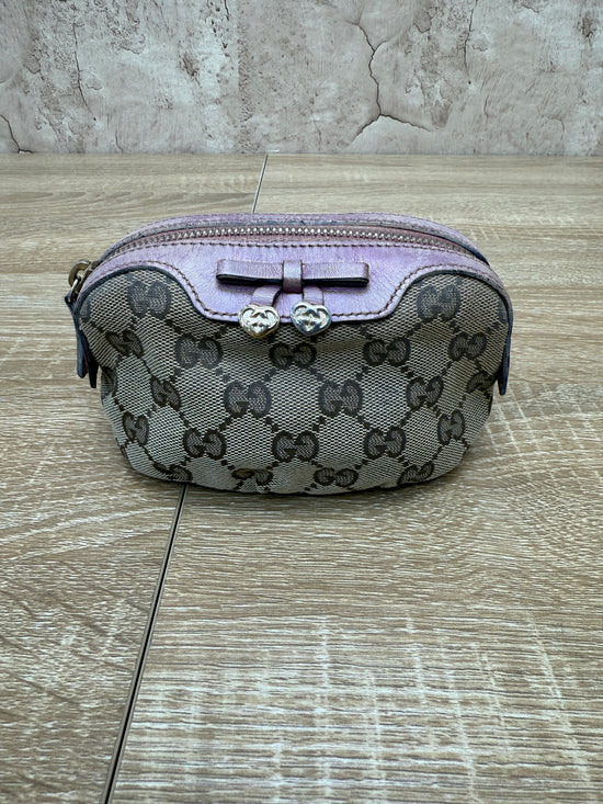 Gucci Canvas & Mauve Leather Cosmetic Pouch