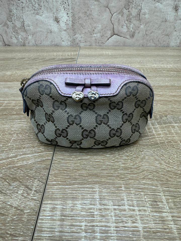 Gucci Canvas & Mauve Leather Cosmetic Pouch