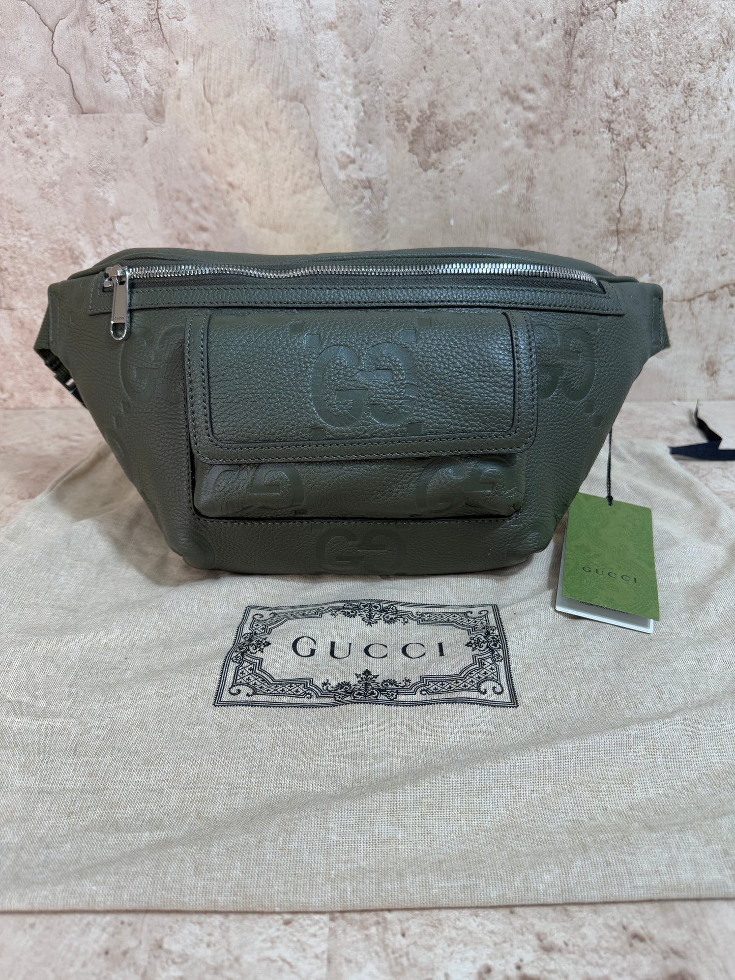 BRAND NEW- Gucci Olive Green Jumbo GG Bum Bag