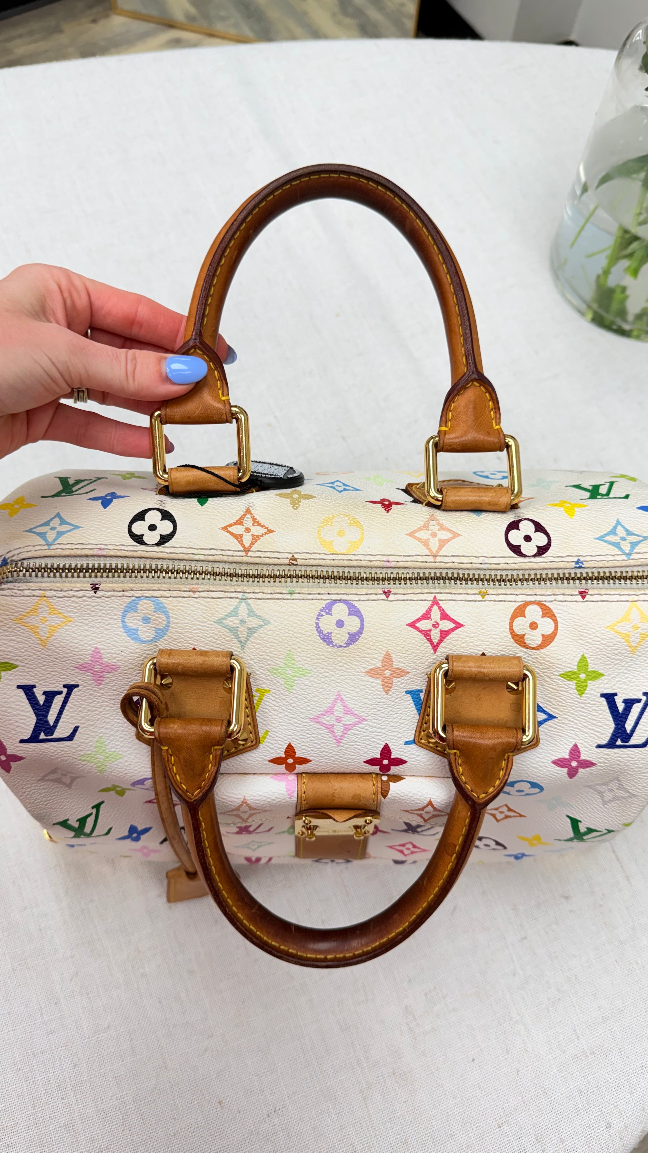 *DONS DROP* Louis Vuitton White Multicolor Monogram Speedy 30