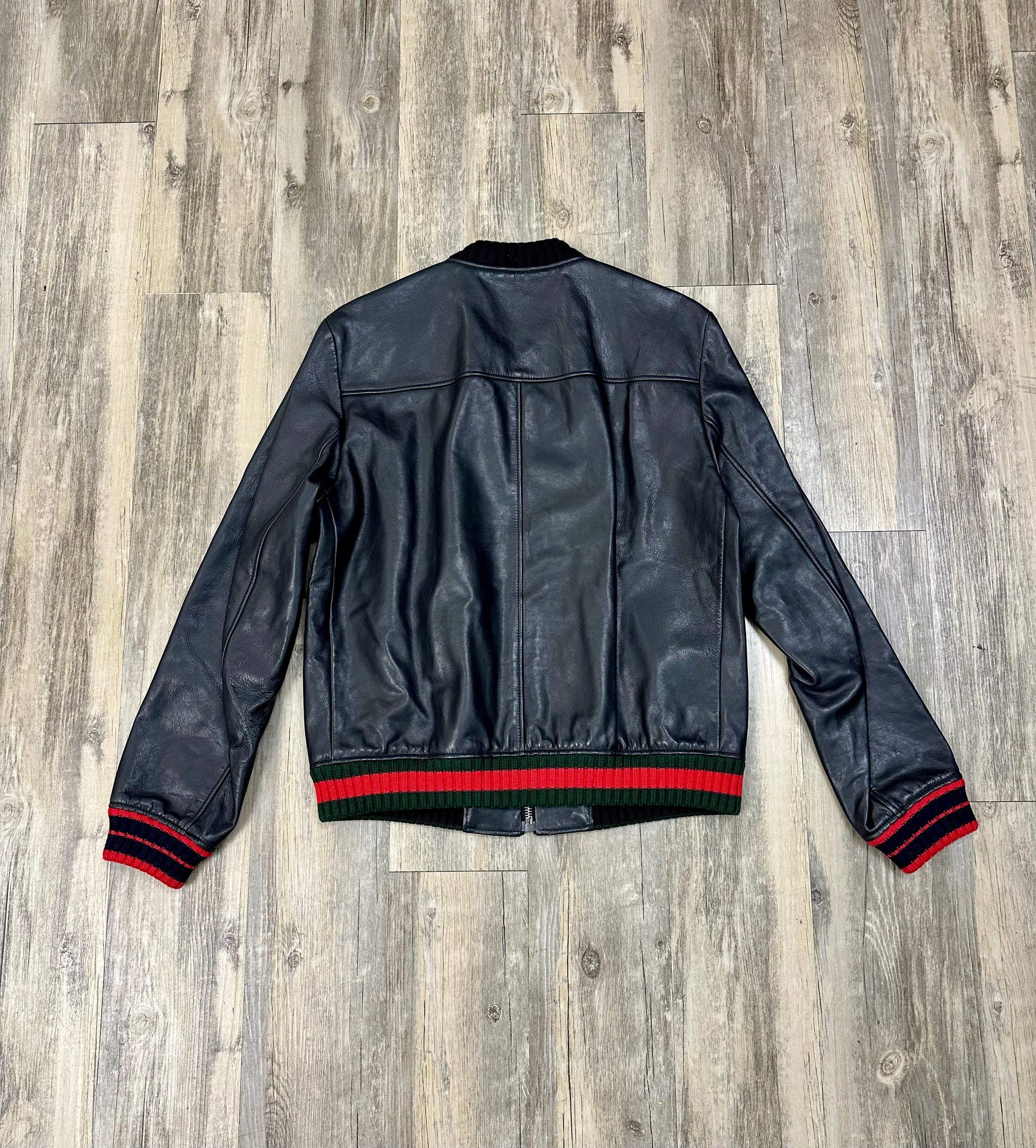 Gucci Jaguar Leather Varsity Jacket