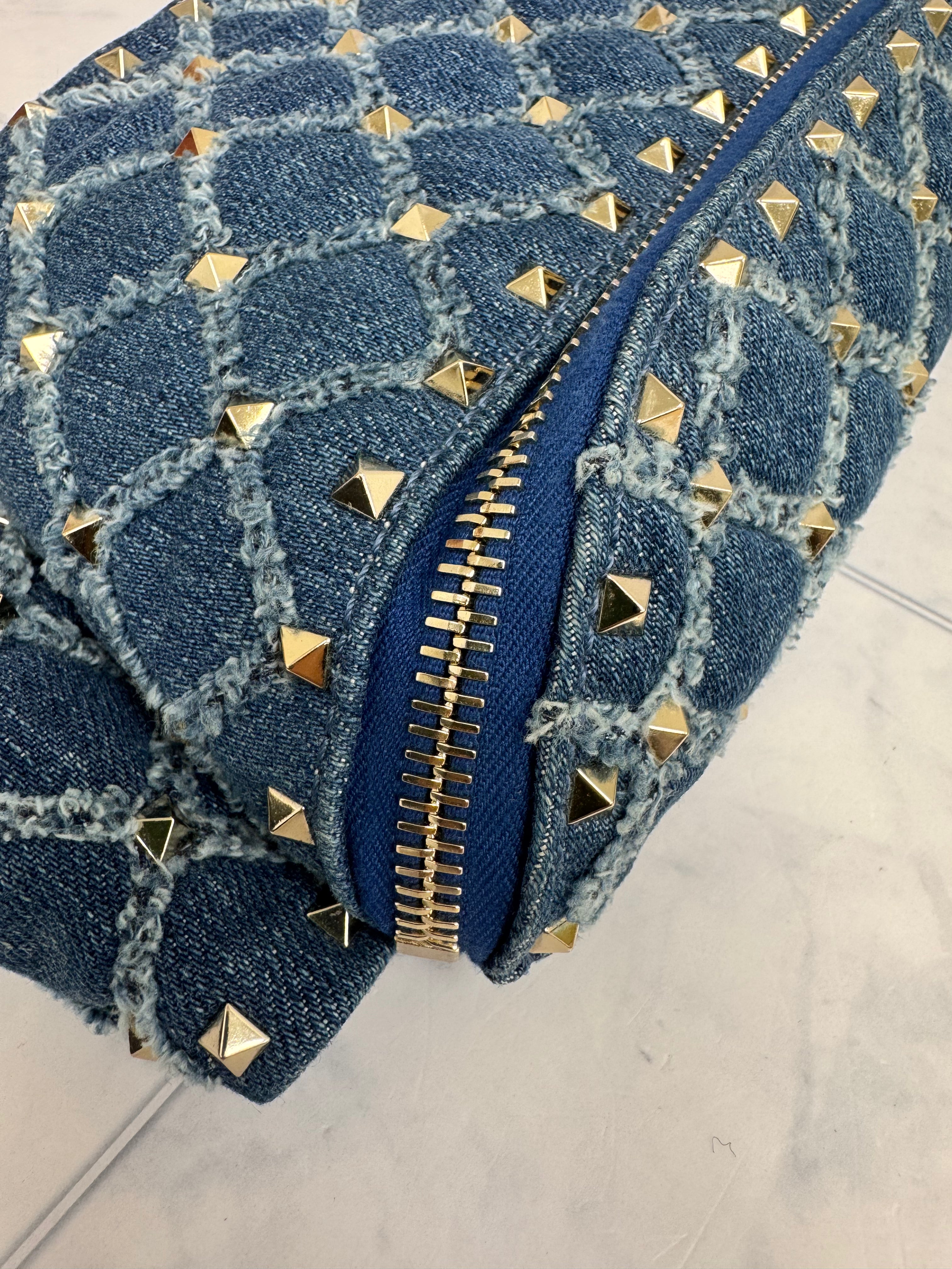 Valentino Blue Denim Studded Belt Bag