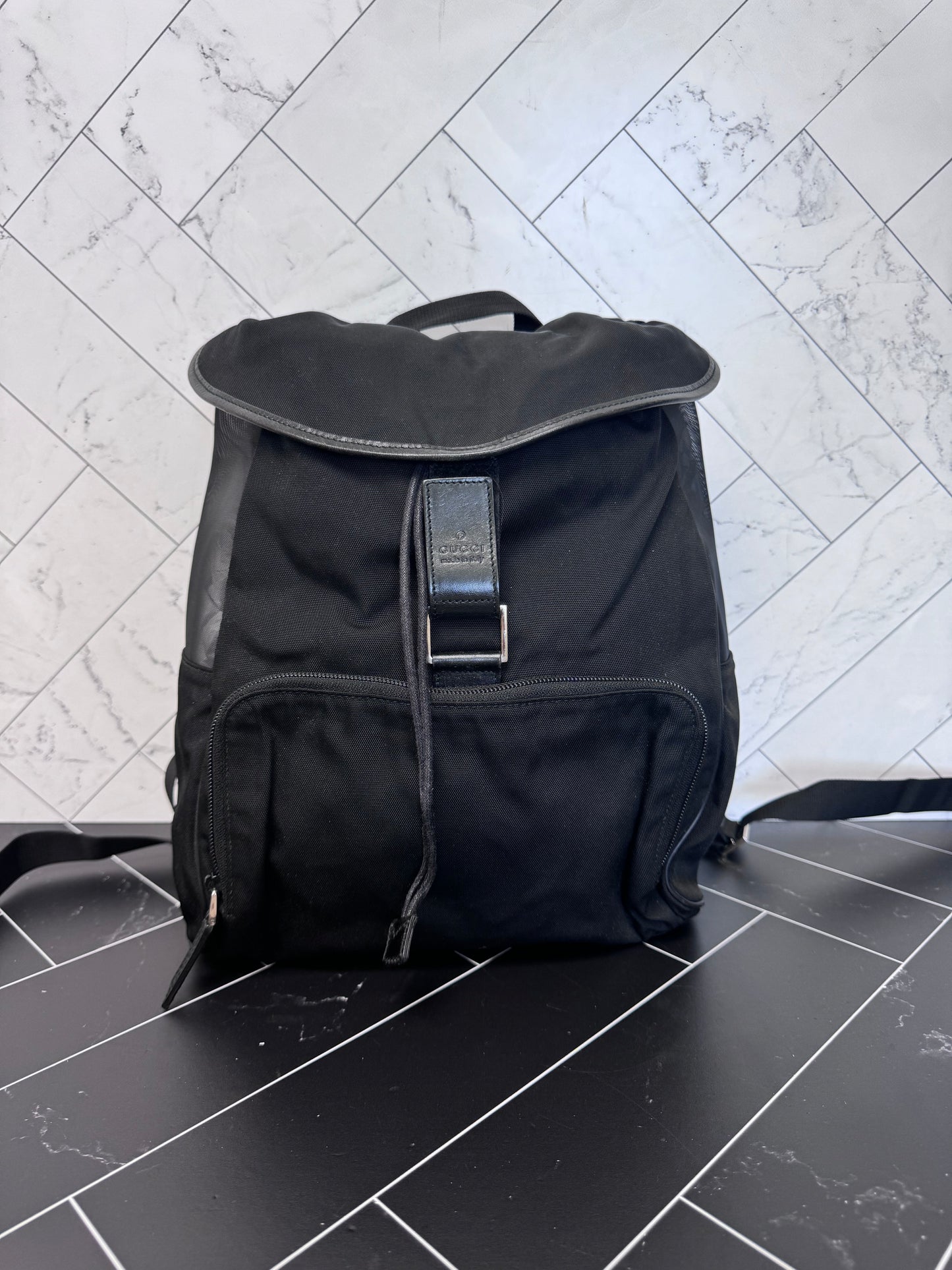 Gucci Black Canvas & Mesh Backpack