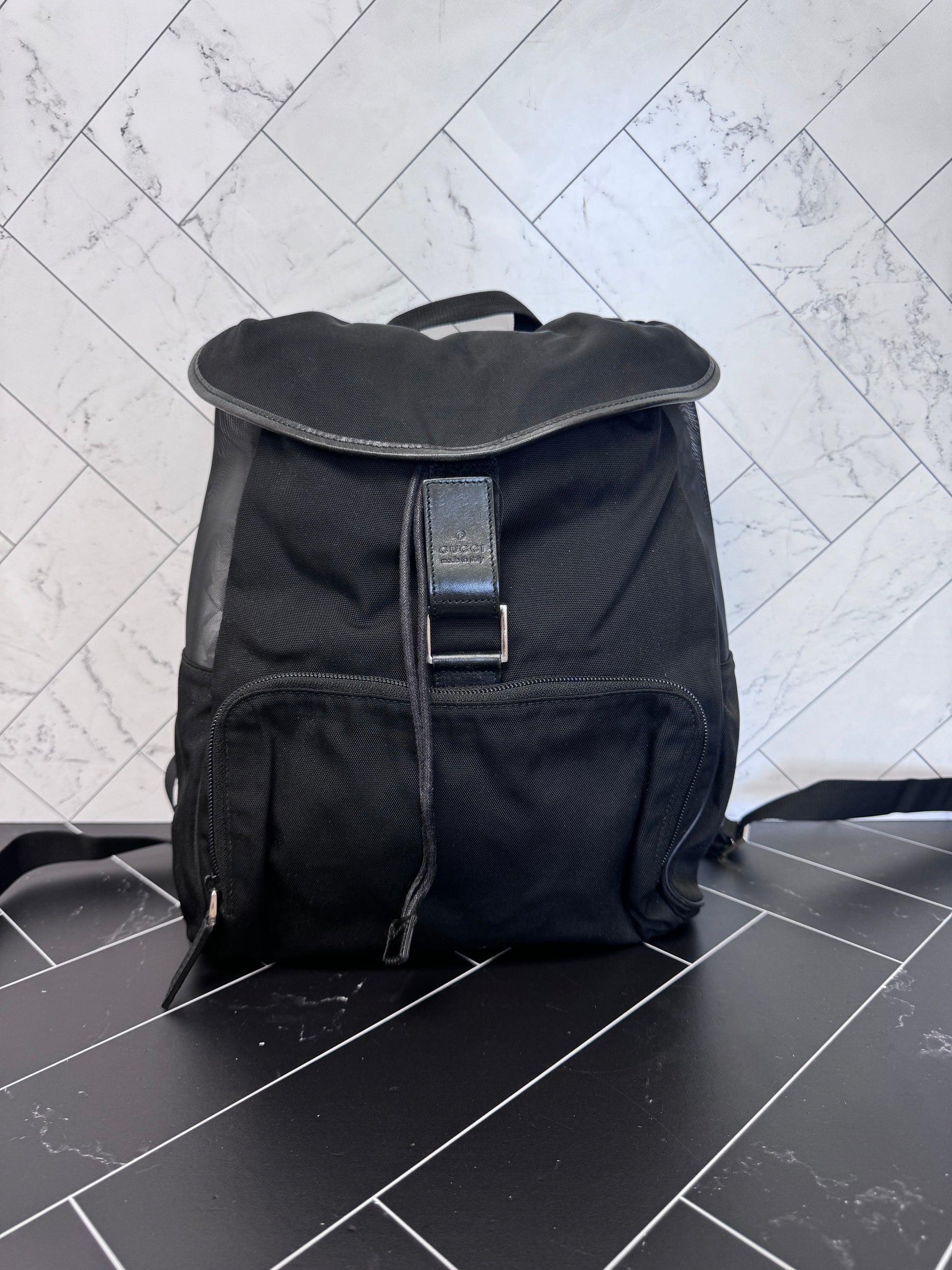 Gucci Black Canvas & Mesh Backpack