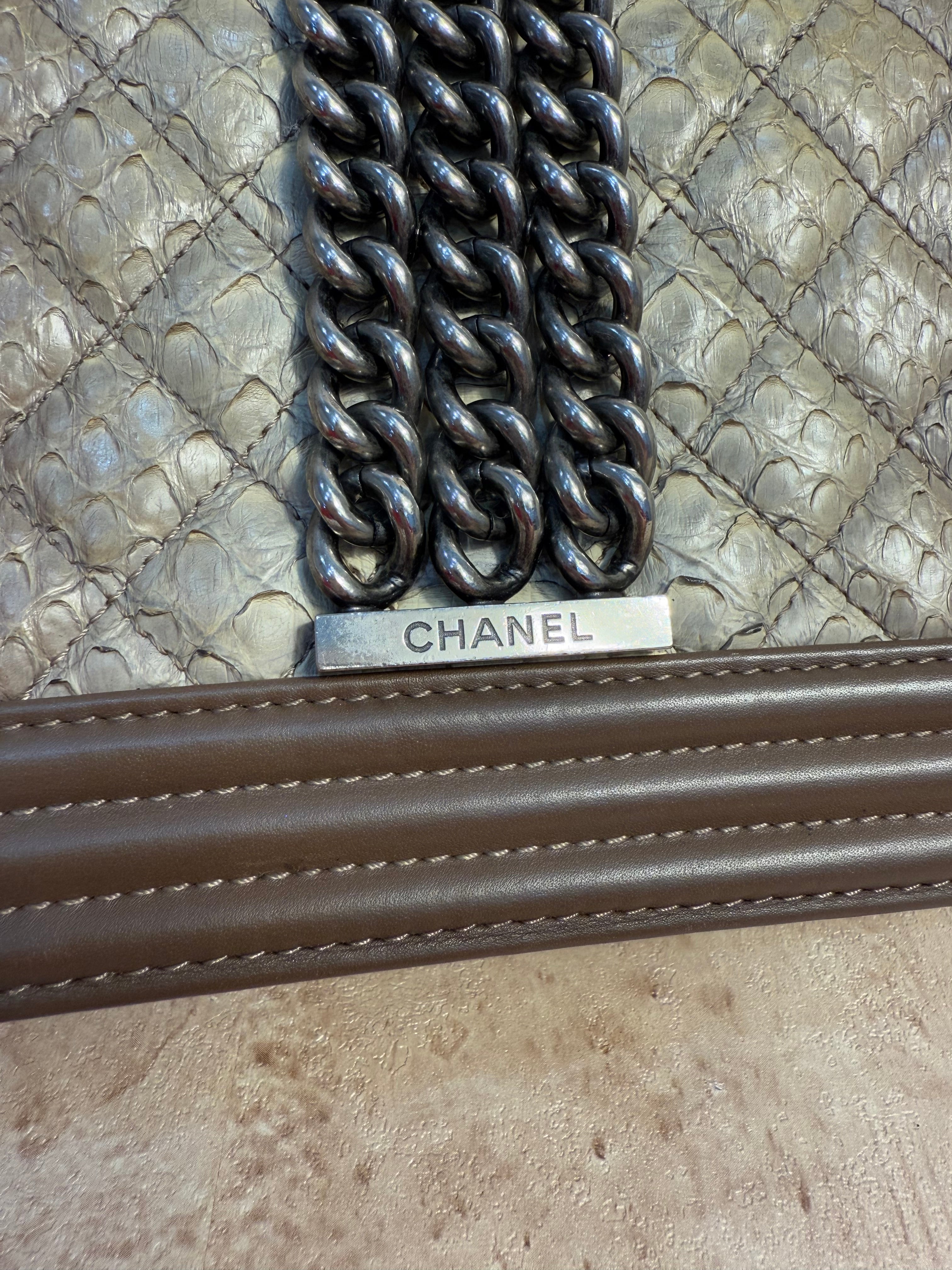 Chanel Brown Python Rock Small Boy Bag