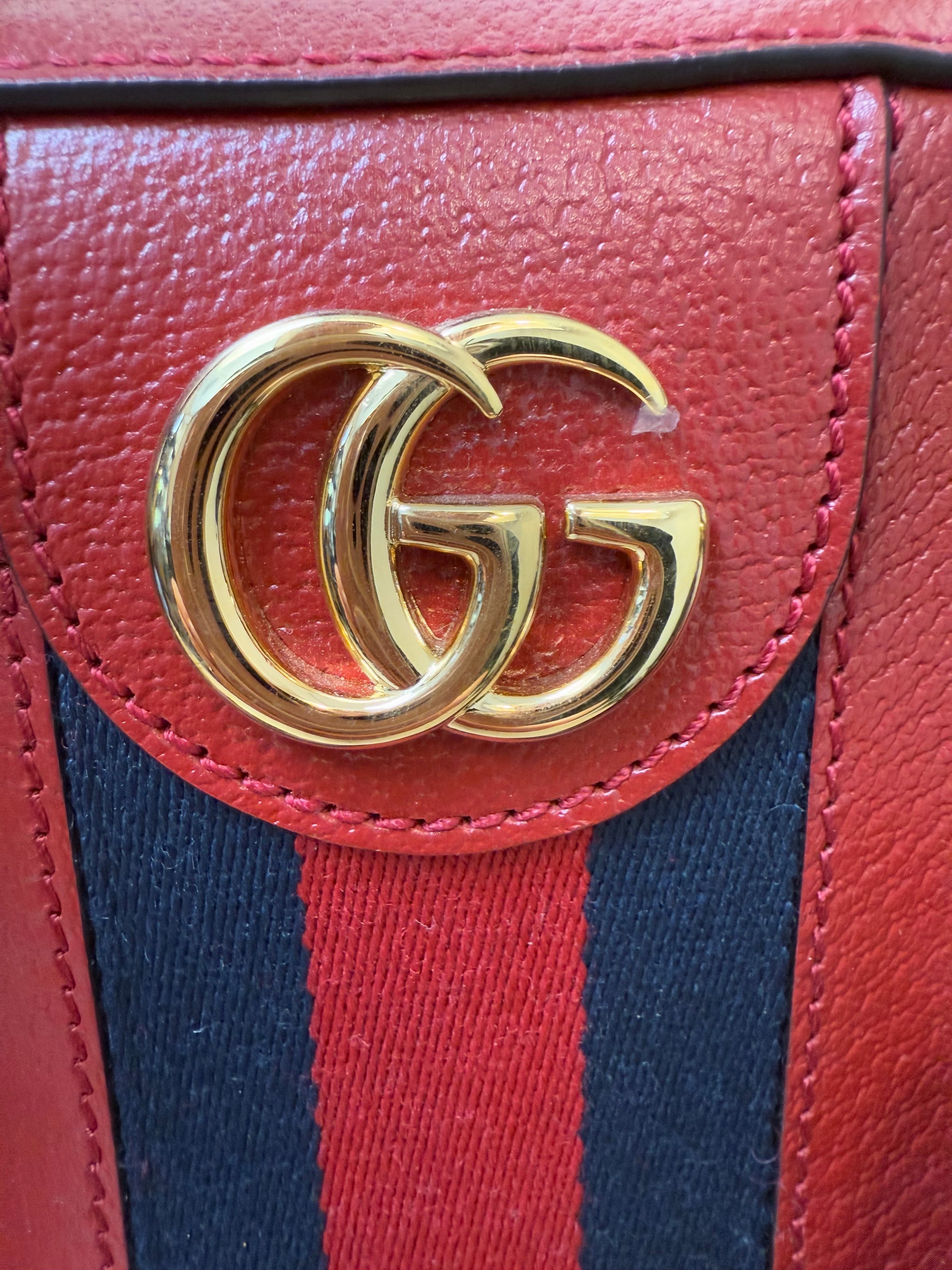 LIKE NEW- Gucci Red Savoy Web Bowling Tote