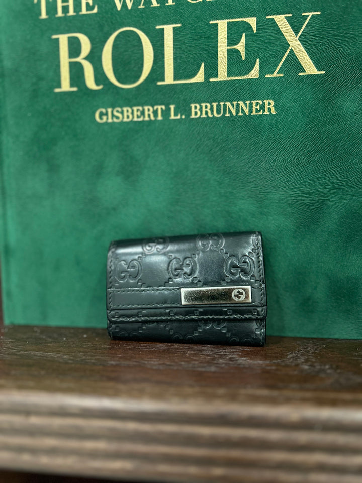 Gucci Guccissima Black Leather 6 Key Holder