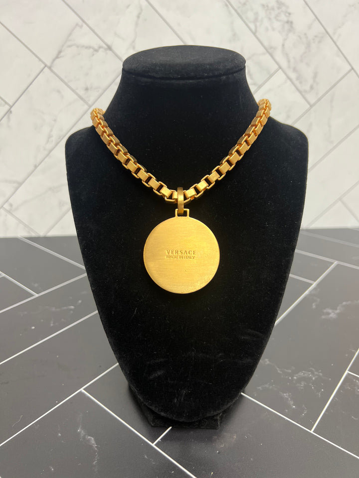 Versace Gold Plated Medusa Medallion Necklace