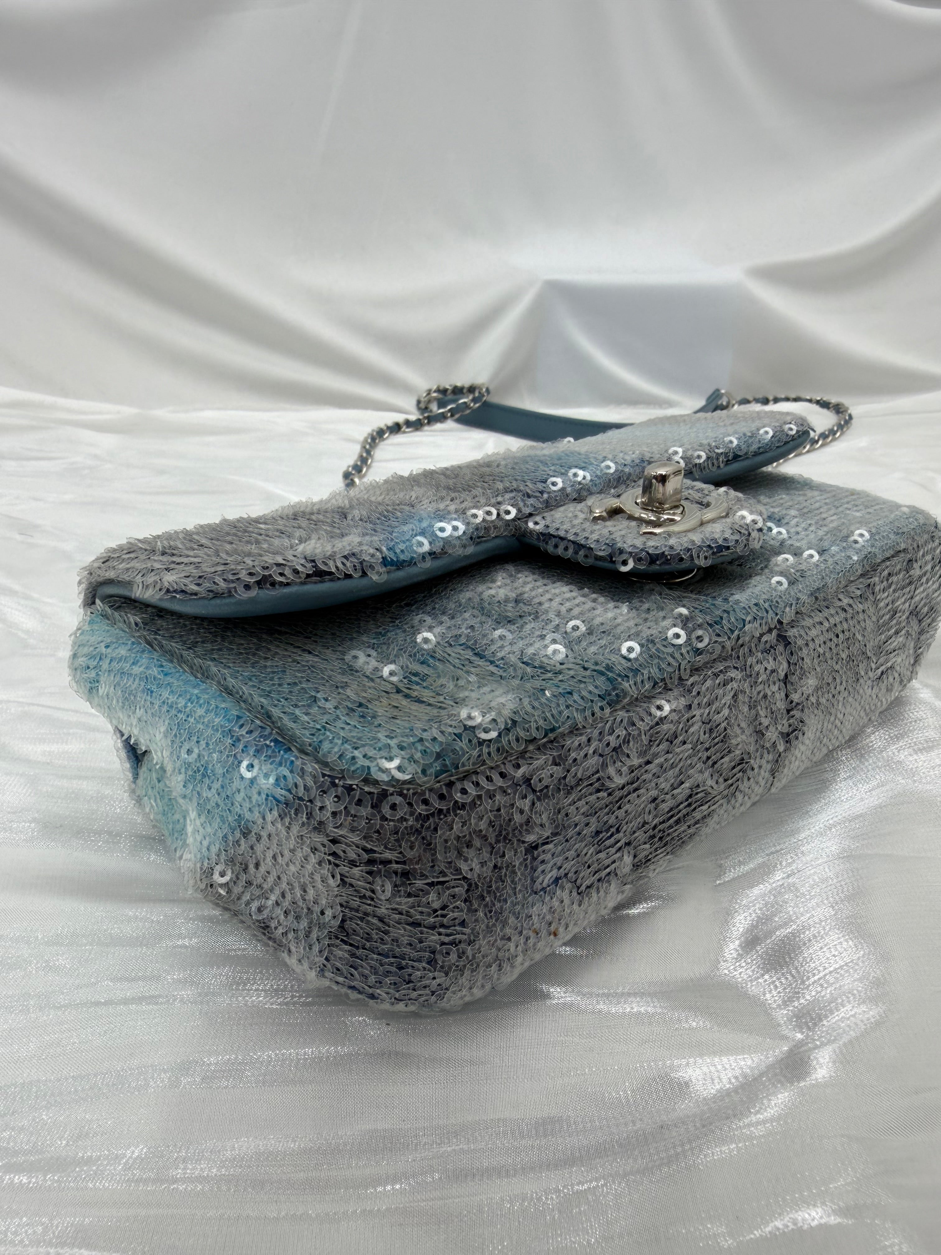 Chanel Blue Sequins Small Waterfall CC Flap Bag