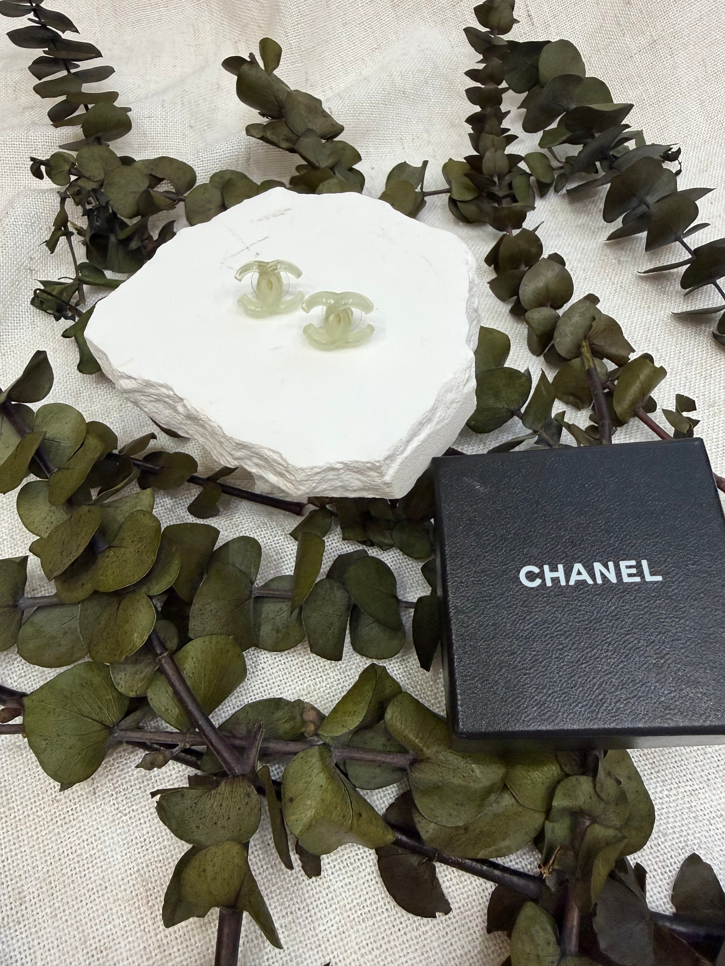 Chanel Transparent Logo Earrings